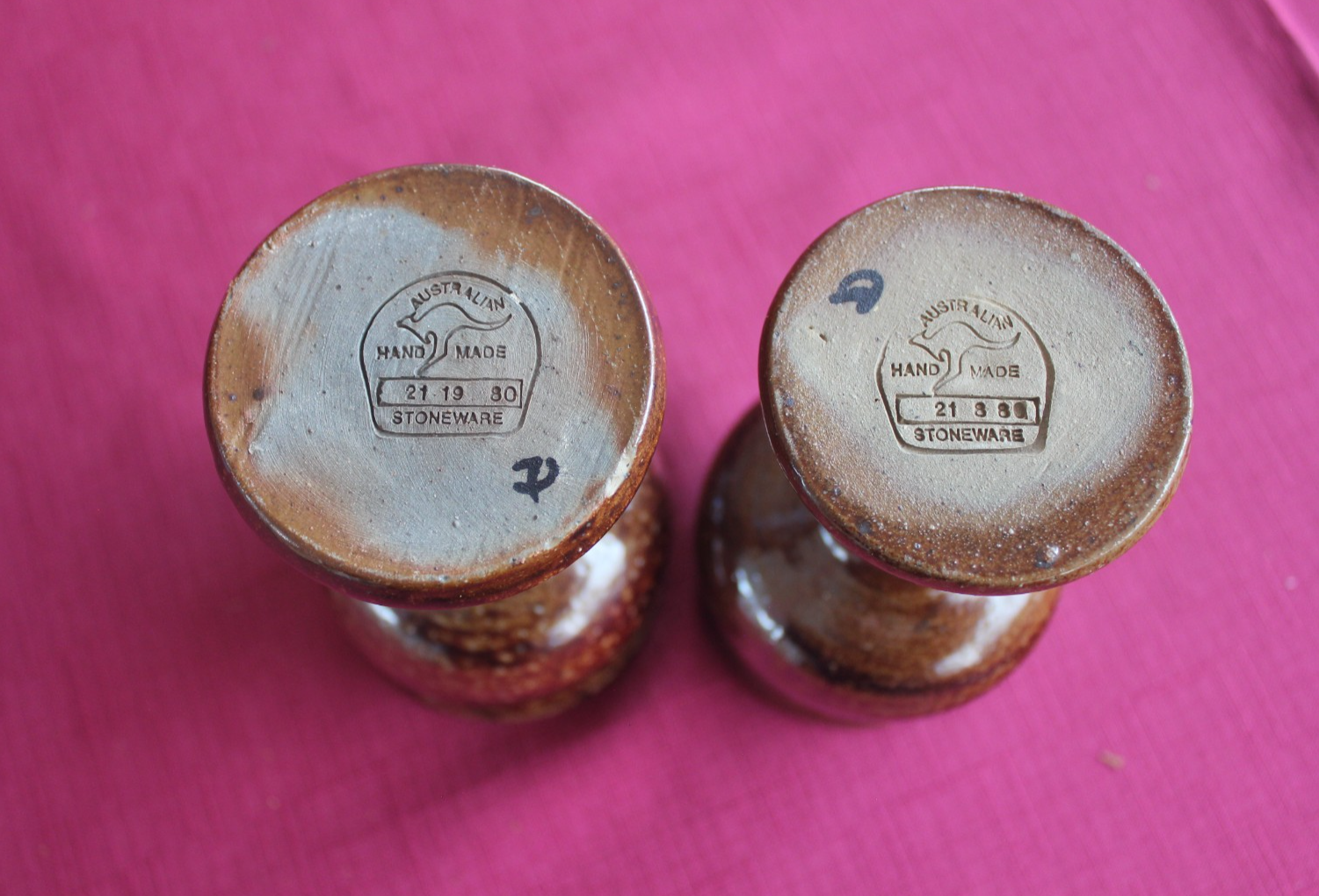 Bendigo Pottery Vintage wine Set – Carafe & 2 Goblets (Brown Glaze)