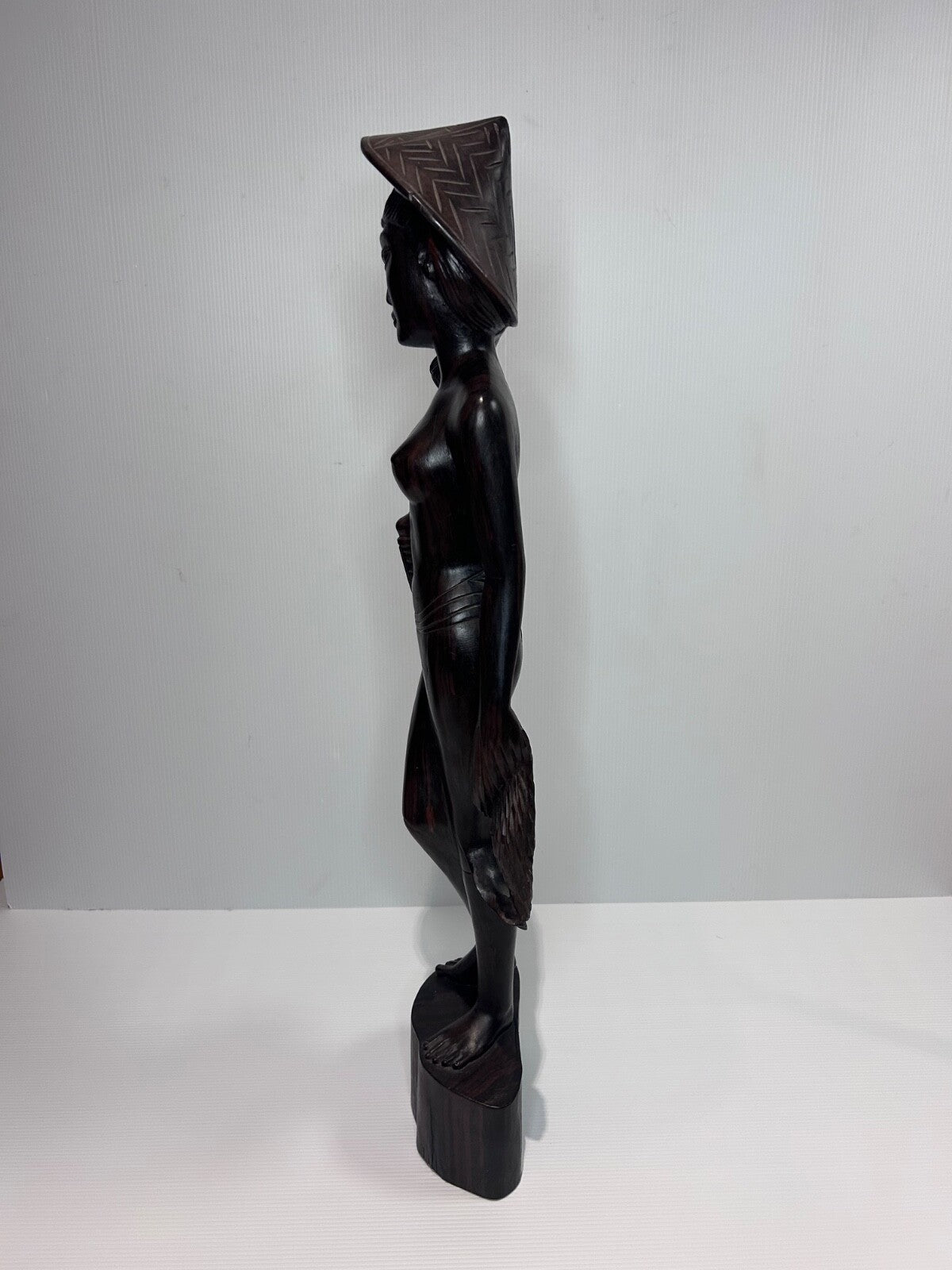 Hand-Carved Balinese Wooden Nude Female Figurine – 62cm tall Mid Century