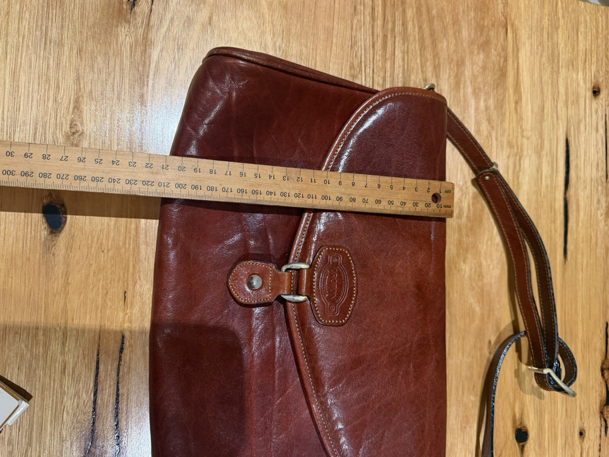 Vintage Oroton Florence Leather Shoulder Bag Brown Made in Australia Handbag