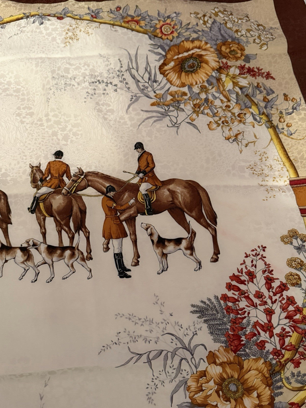 Renato Balestra Blu di Balestra Vintage Silk Scarf Equestrian Hunt Italy