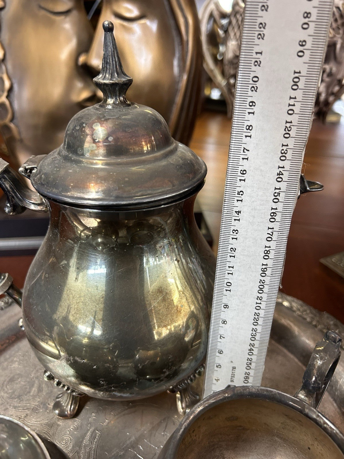 Rodd Silverplate Tea Set w Grosvenor Tray Teapot Sugar Creamer Vintage 