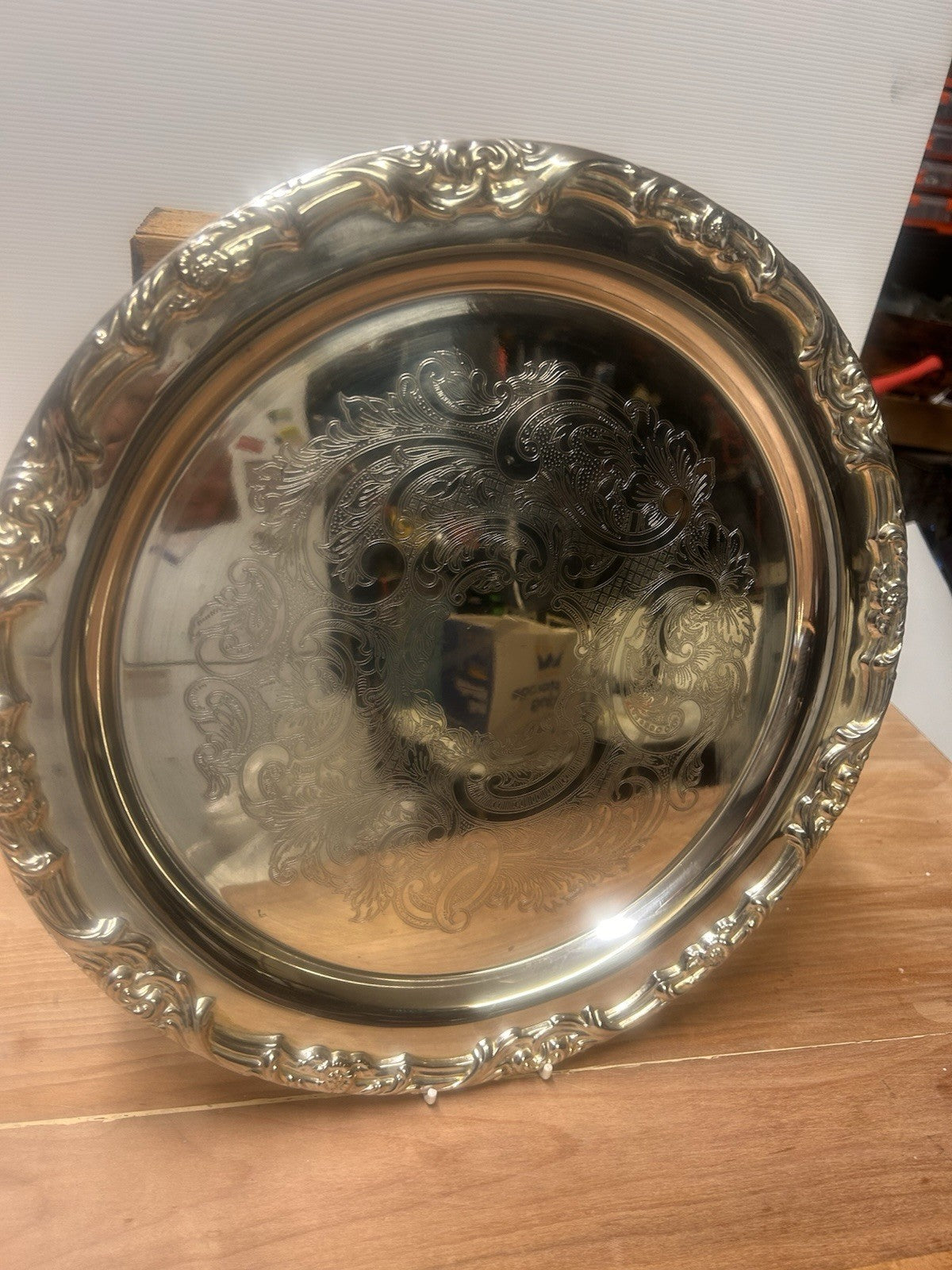 Vintage Stokes Silver-Plated Ornate Tray 35cm Rococo Scroll Design Australia