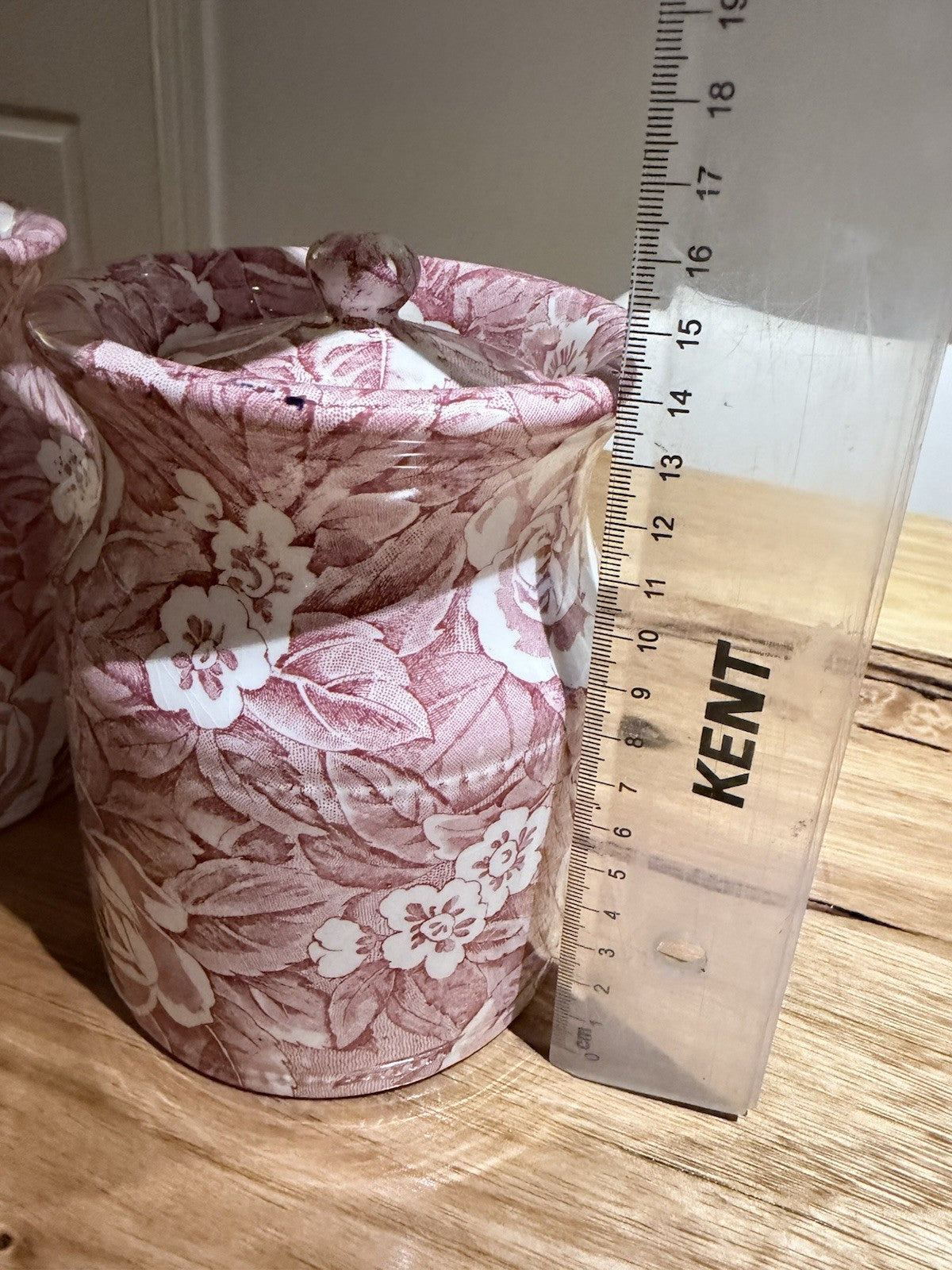 Vintage Burleigh Victoria China Tea Coffee Sugar Canisters Red Floral Set