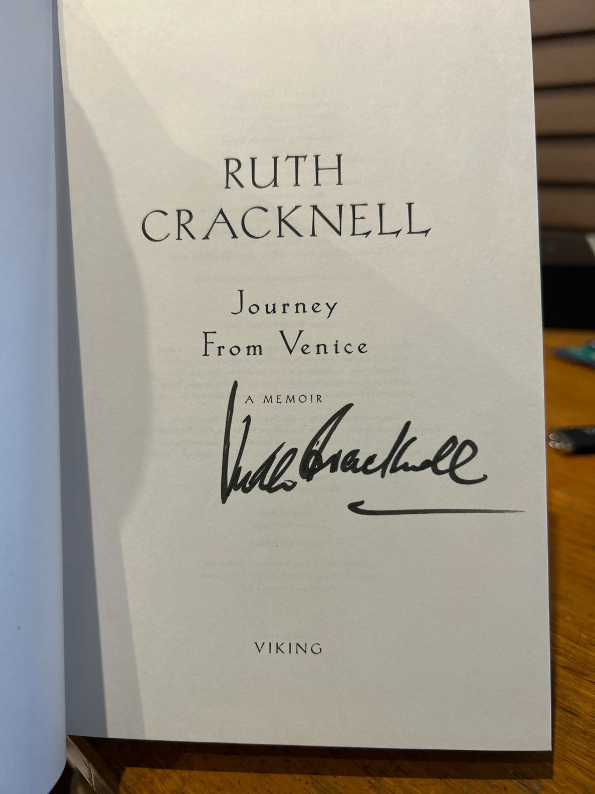 Ruth Cracknell Journey From Venice 2000 1st Ed HC DJ Signed