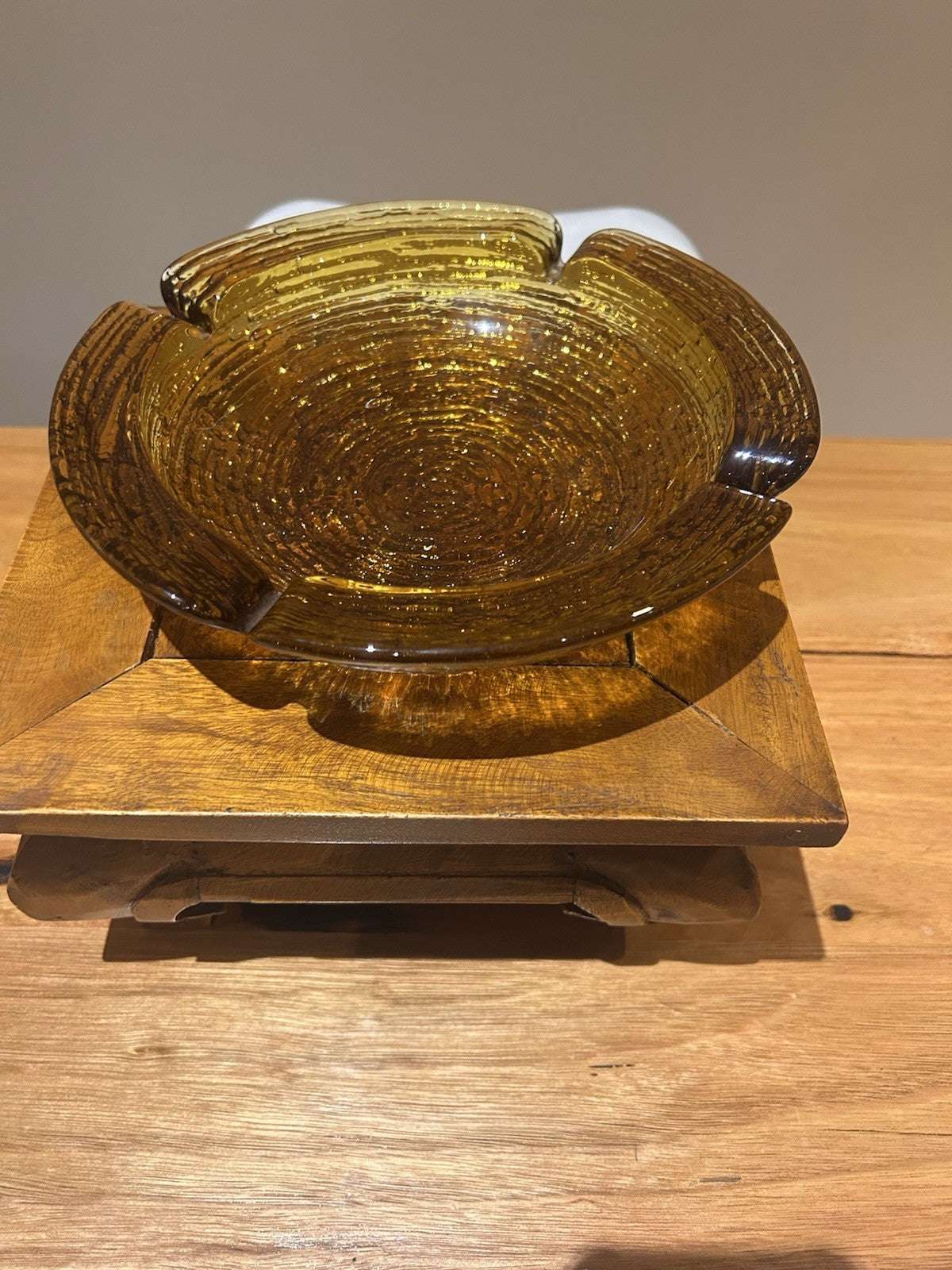 Vintage Anchor Hocking 8.5 Inch Amber Soreno Cigar/Cigarette Ashtray MCM 1960’s