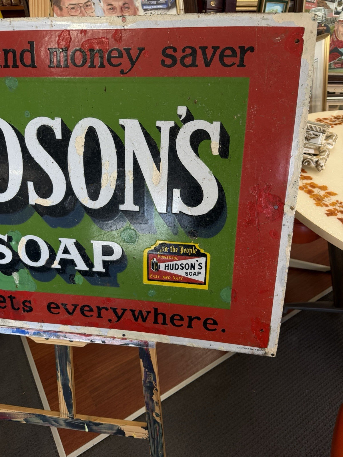 Hudson’s Soap Enamel Sign A Simpson Adelaide Antique Advertising 92cm