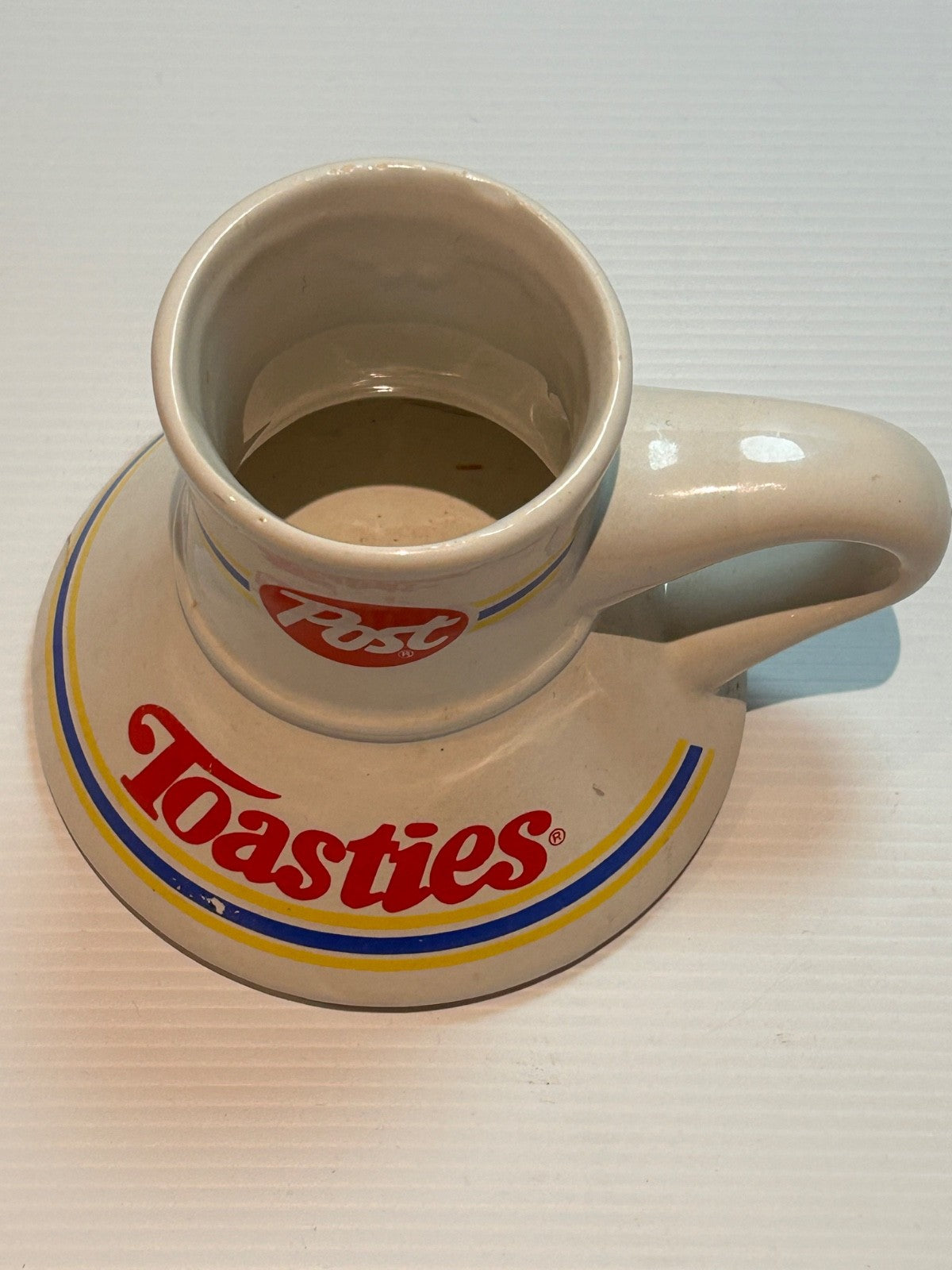 Vintage Post Toasties Cereal Ceramic Non Slip Wide Bottom Travel Coffee Mug Cup