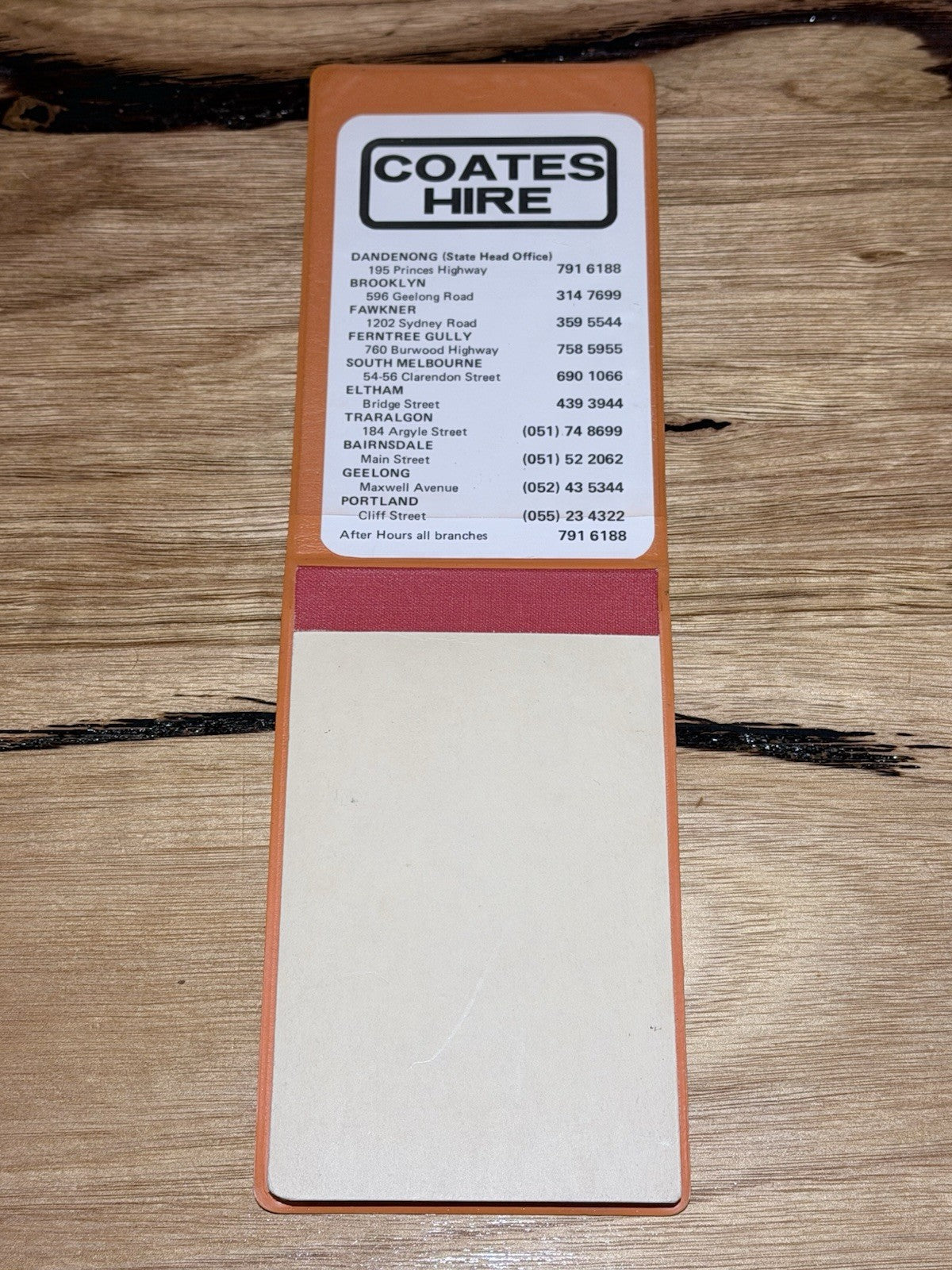 Vintage Coates Hire Advertising Memo Pad Notebook Orange Promo Desk Note Book