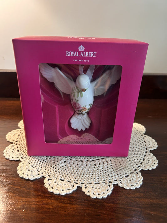 Royal Albert Old Country Roses Dove Ornament Boxed Porcelain Hanging Bird