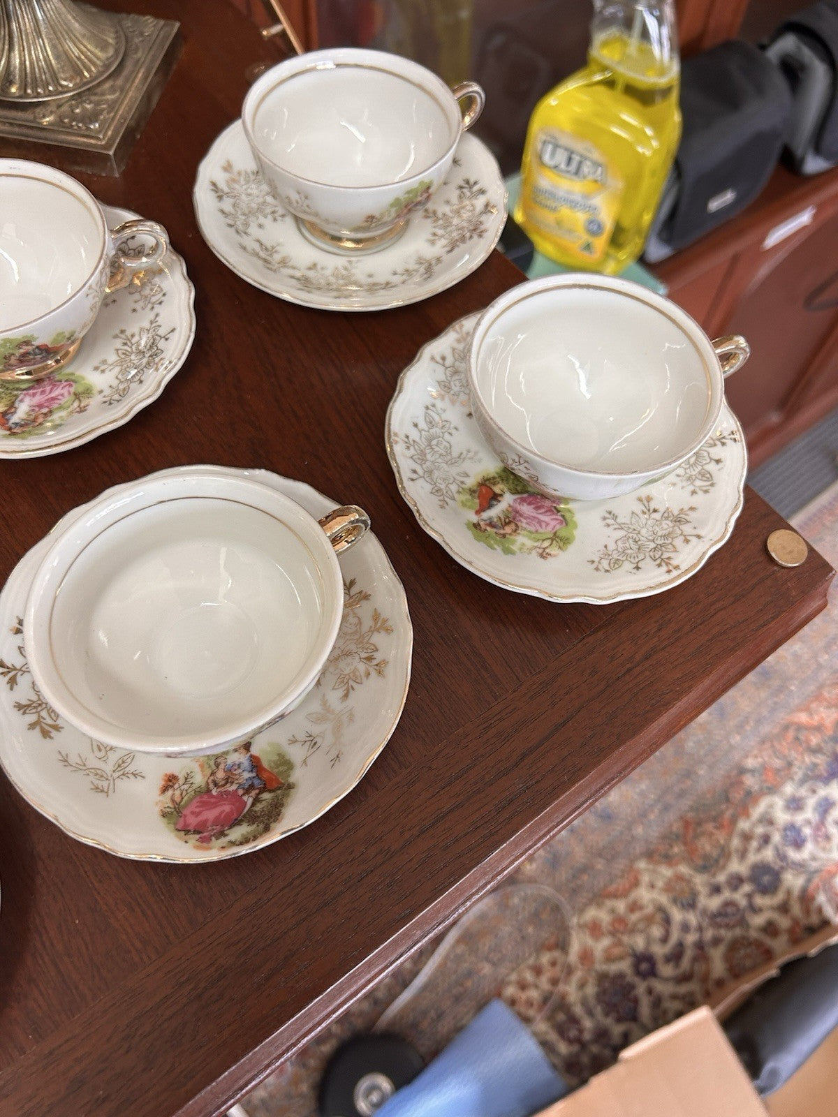 Merry AGC Rosy China Japan Vintage Tea Set 7 Cups Saucers Teapot Sugar