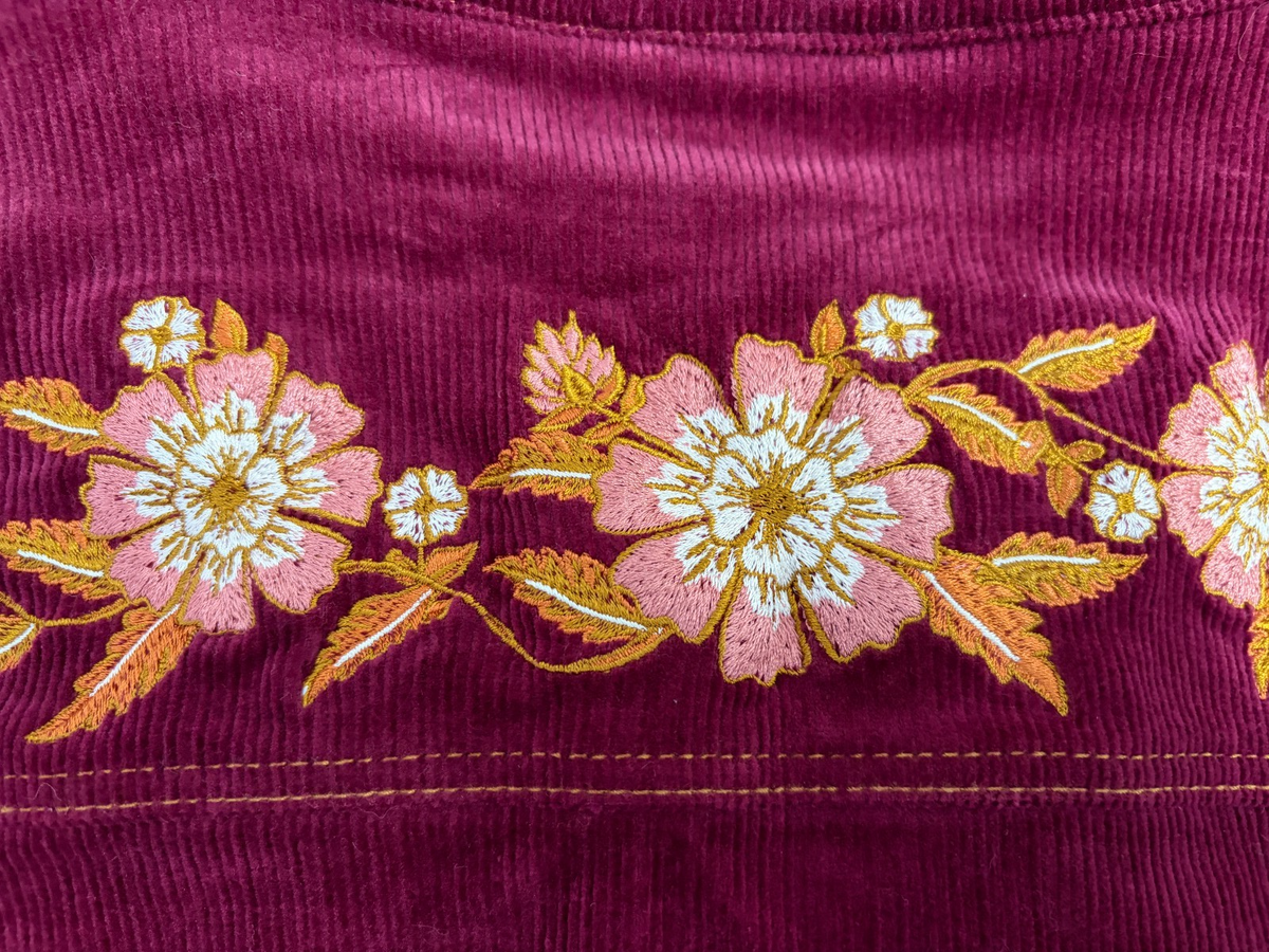 Arnhem Ginger Cord Jacket Tawny Port Size 16 Floral Embroidered NWT Boho