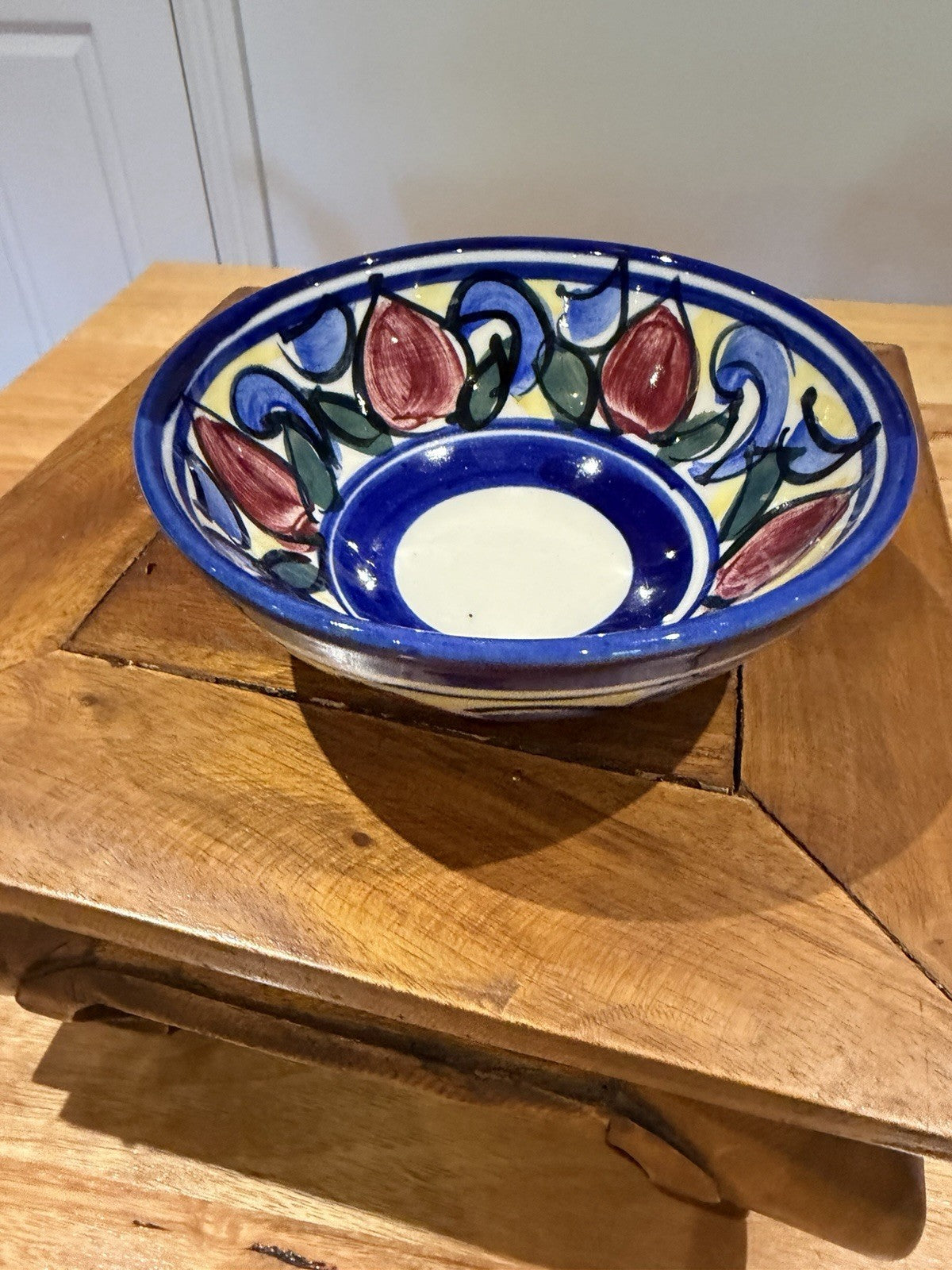 Vintage Studio Pottery Hand Painted Floral Bowl Signed 1996 14cm Ceramic