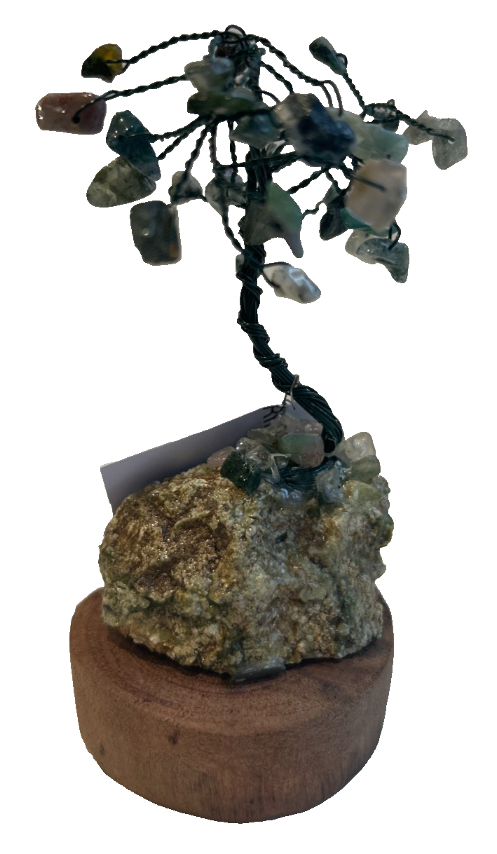 Handcrafted Gemstone Wire Bonsai on Thunder Egg Base – Made in Queensland, Austr