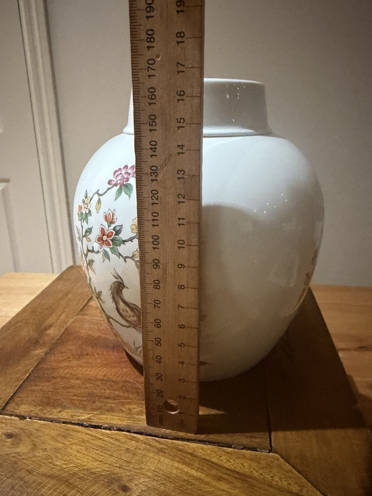 Burleigh Ironstone Ginger Jar & Lid Oriental Bird Floral Staffordshire England