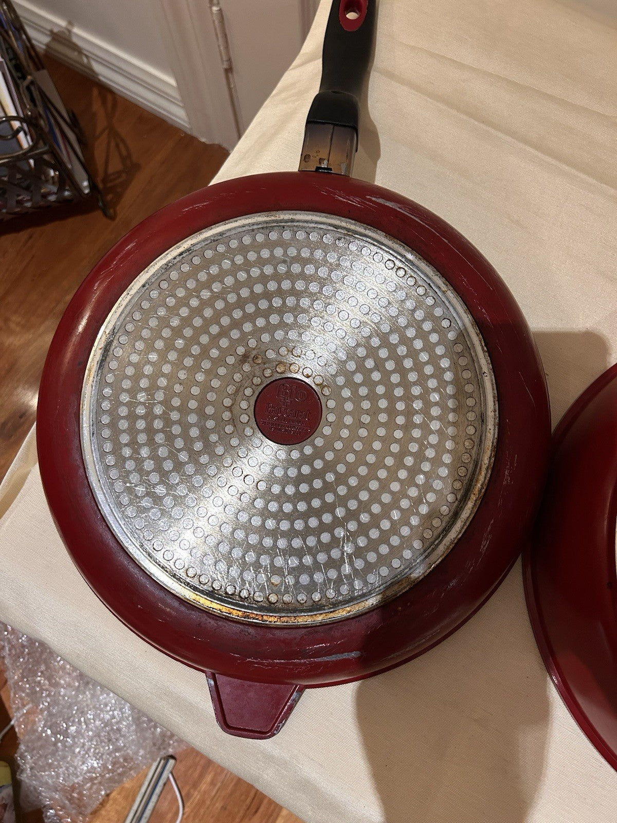 Baccarat Cast Aluminium Red Casserole w Lid & Frypan Set Non-Stick Induction