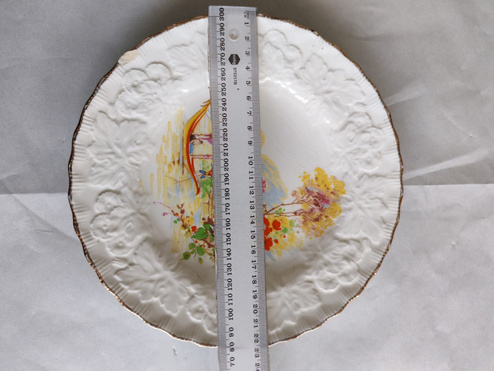 Vintage Alfred Meakin Scenic Plate – Embossed Floral Rim - England