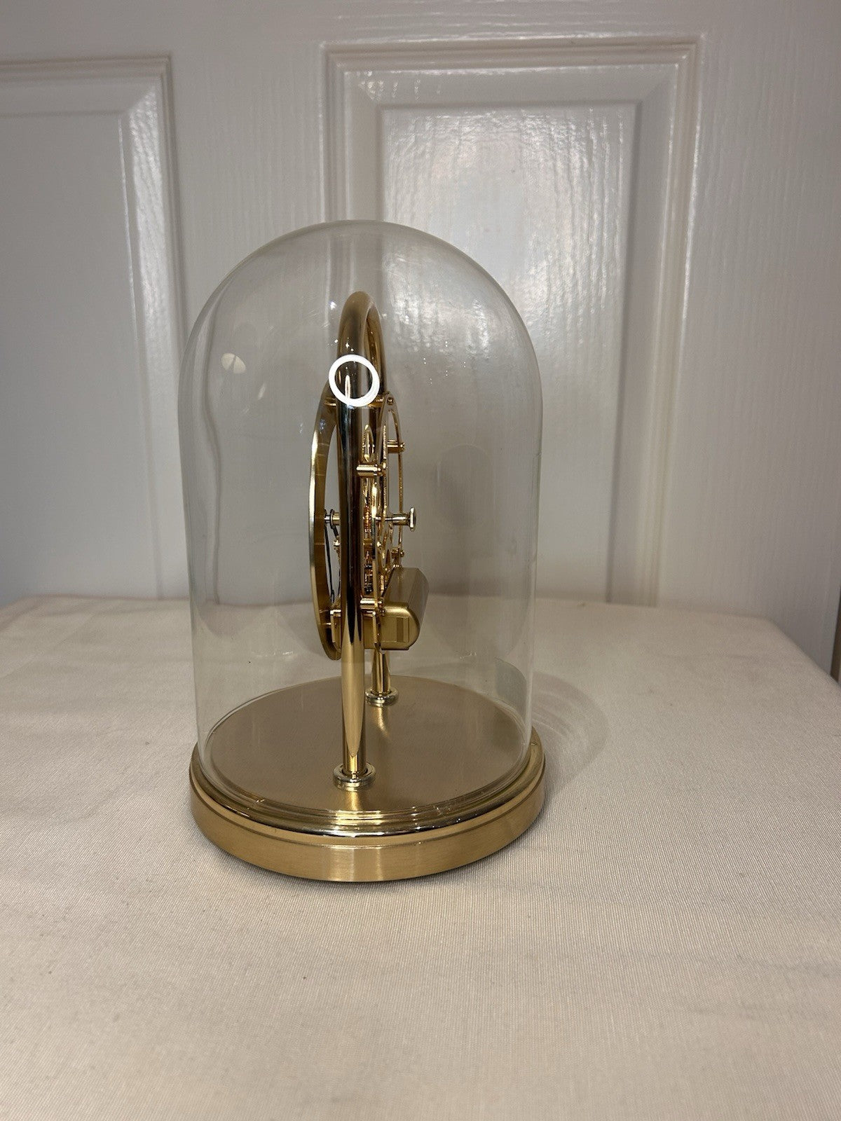 Seiko Quartz Skeleton Mantel Clock QAW101G Brass & Glass Dome Japan Vintage