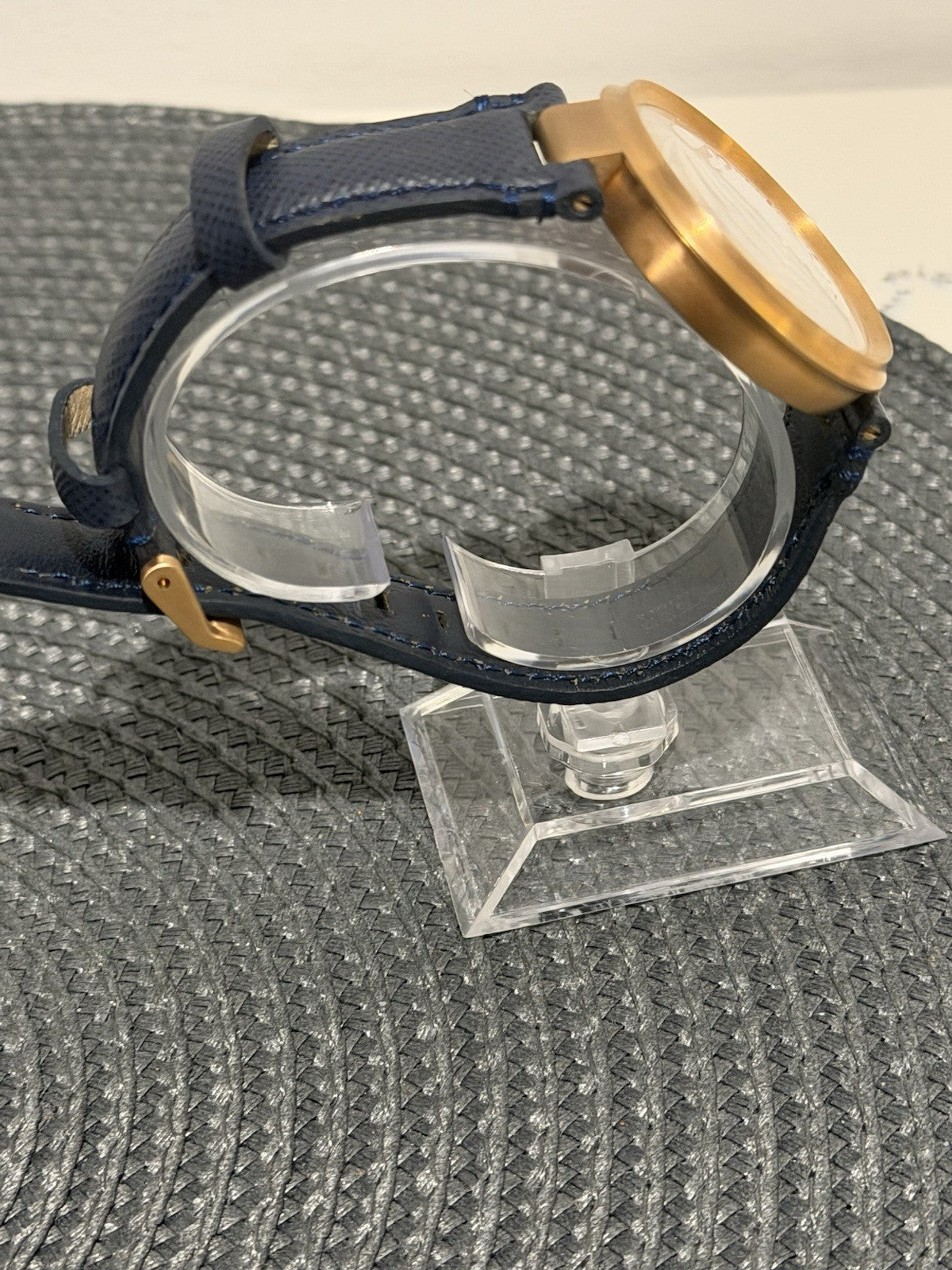 Nixon The Chameleon Gold Tone Blue Leather Quartz Watch Japan Movt 50m