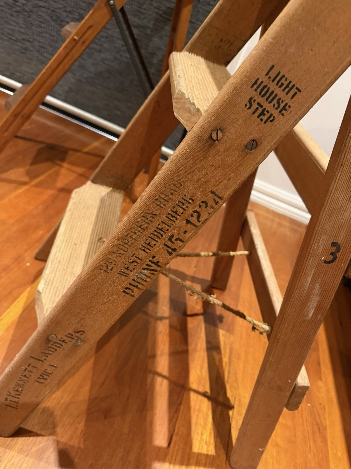 Vintage L Kennett Ladders Wooden Light House Step Ladder No 3 Industrial