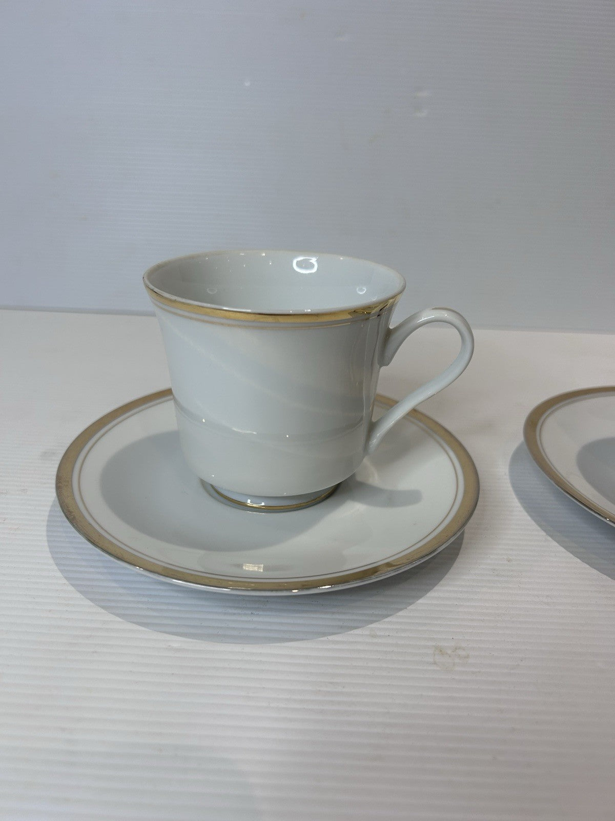 Sheffield Regency Gold Fine China Cups & Saucers Set x2 Japan 1985 JMP VTG