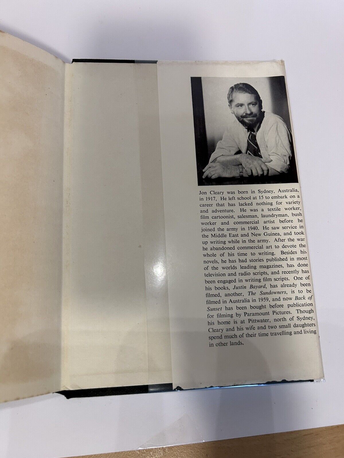 Jon Cleary ‘Back Of Sunset’ 1959 Edition With Dust Jacket
