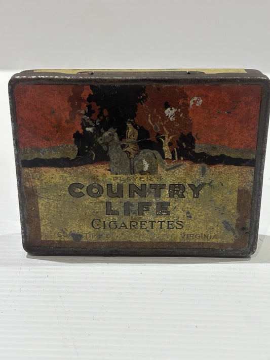 Vintage Player’s Country Life Cigarettes Tin – Cork Tipped Virginia – c1930s