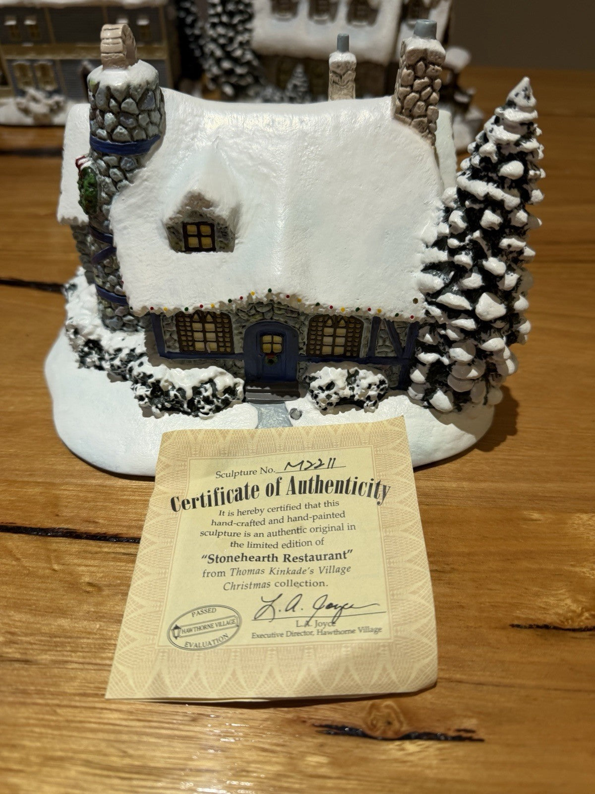 Thomas Kinkade Stonehearth Restaurant Hawthorne Village Christmas House COA