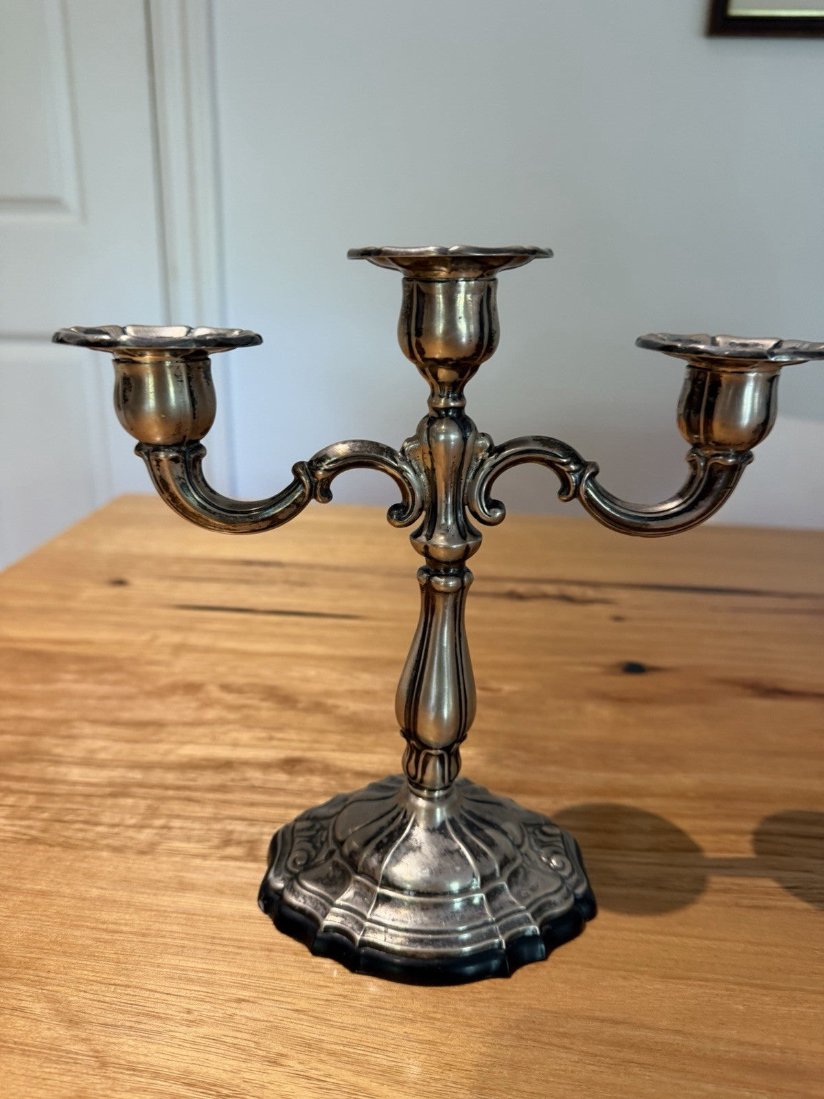 Italian 800 Silver 3 Light Candelabrum 28 VC Vercelli C1950s Vintage