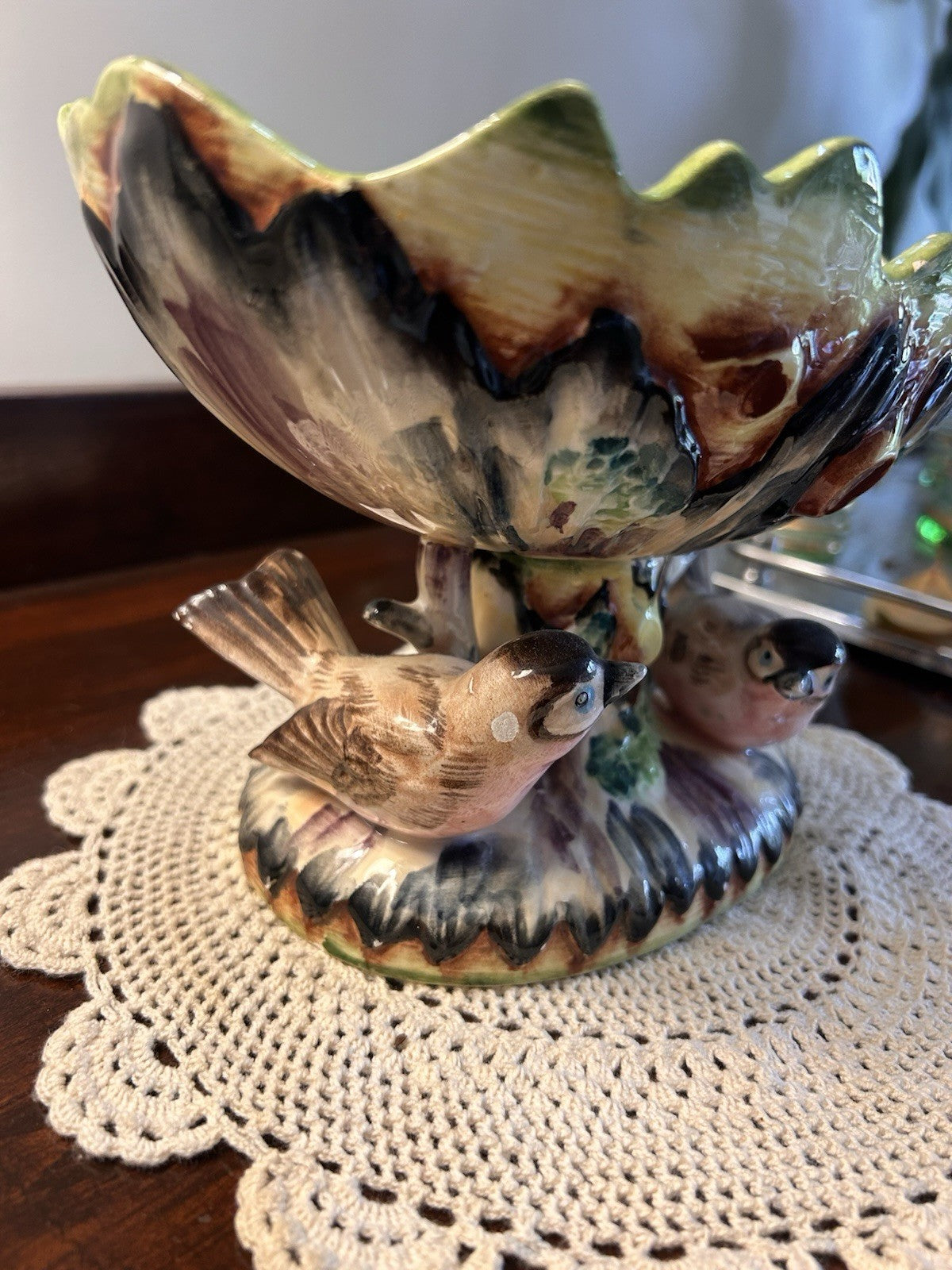 Japan Majolica Bird Compote