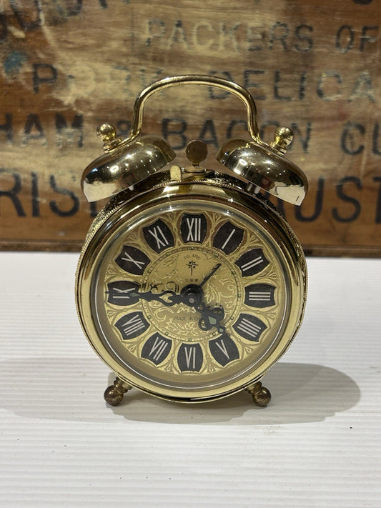 Vintage Polaris Twin Bell Alarm Clock Roman Dial West Germany China Hybrid WORKS