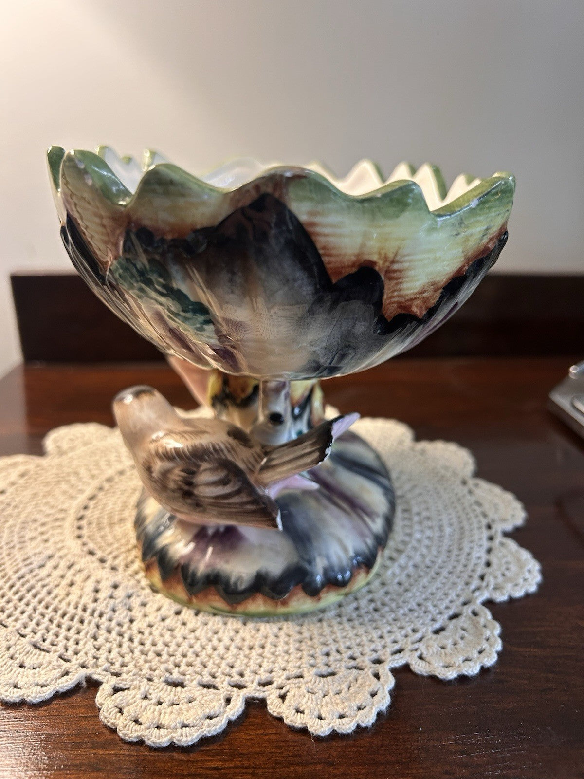 Japan Majolica Bird Compote