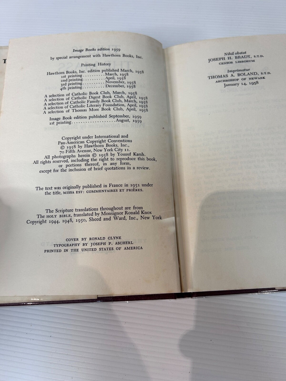 This is the Mass 1959 HC DJ Fulton J Sheen Yousuf Karsh Catholic Book 191pp