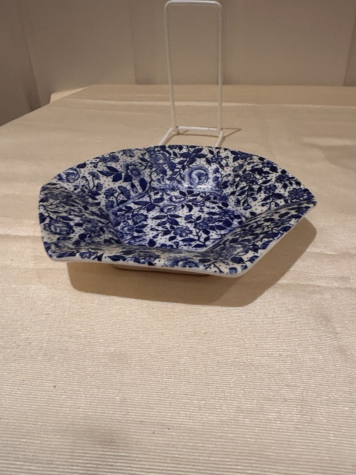 Vintage English Style Blue & White Floral Jug & Dish c1950s Transferware 