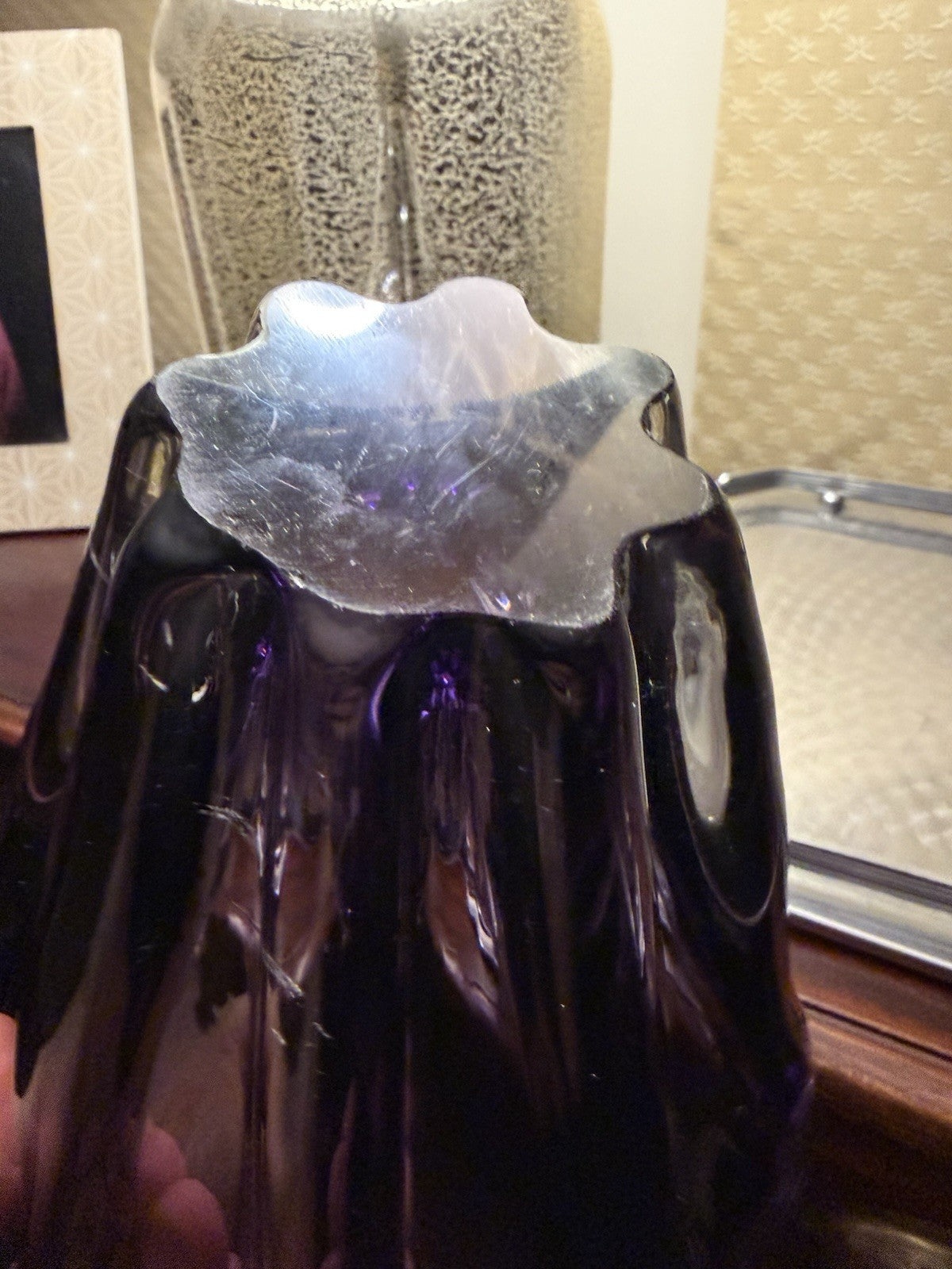 Attributed Josef Hospodka Chribska Amethyst Czech Art Glass Vase 21cm