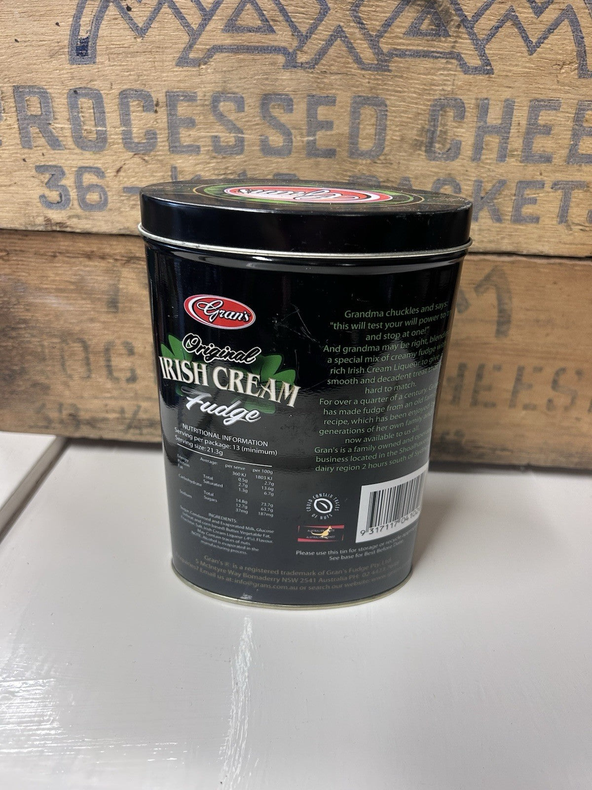 Gran’s Irish Cream Fudge Tin 275g Empty Vintage 2005 Black Green Collectible