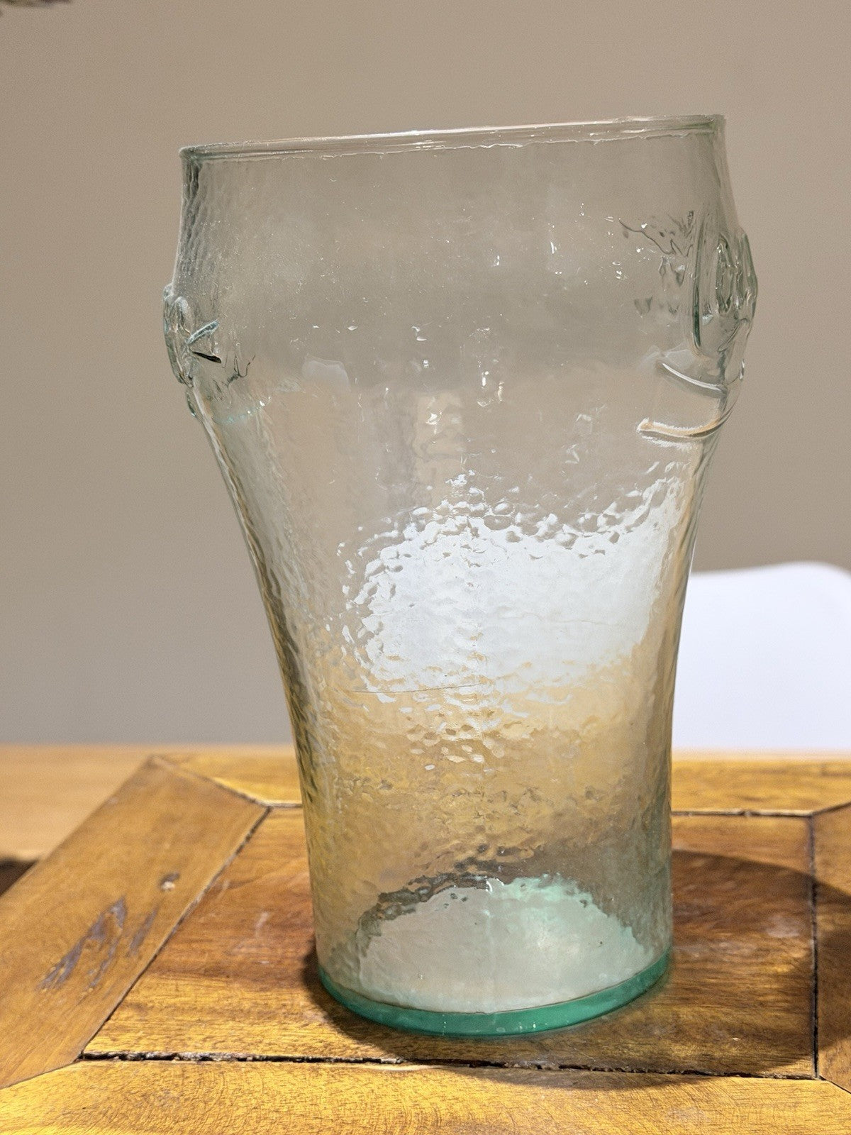Vintage Coca Cola Embossed 1L Glass Tumbler Large Green Tint Retro 16cm