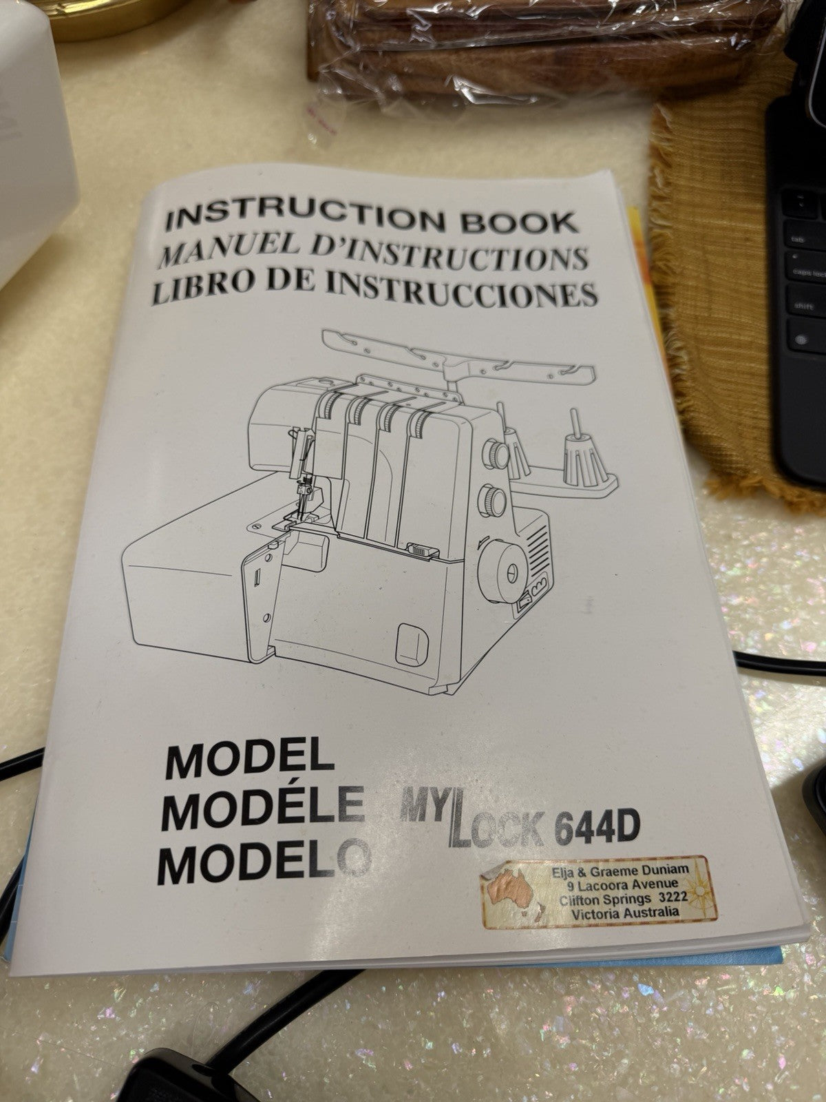 Janome MyLock 644D 4 Thread Overlocker Sewing Machine Bag Manuals Accessories