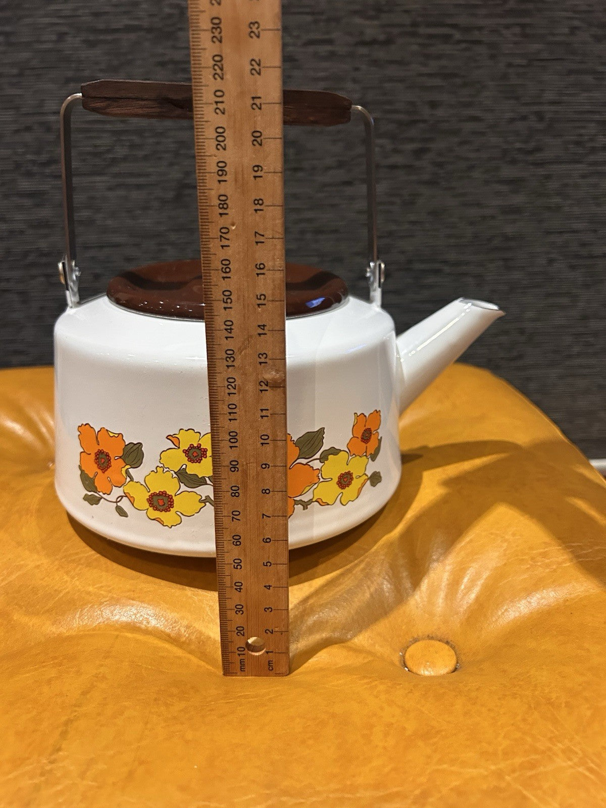 Decole Kokopele Retro Enamel Teapot 1970s Floral Japan 21cm