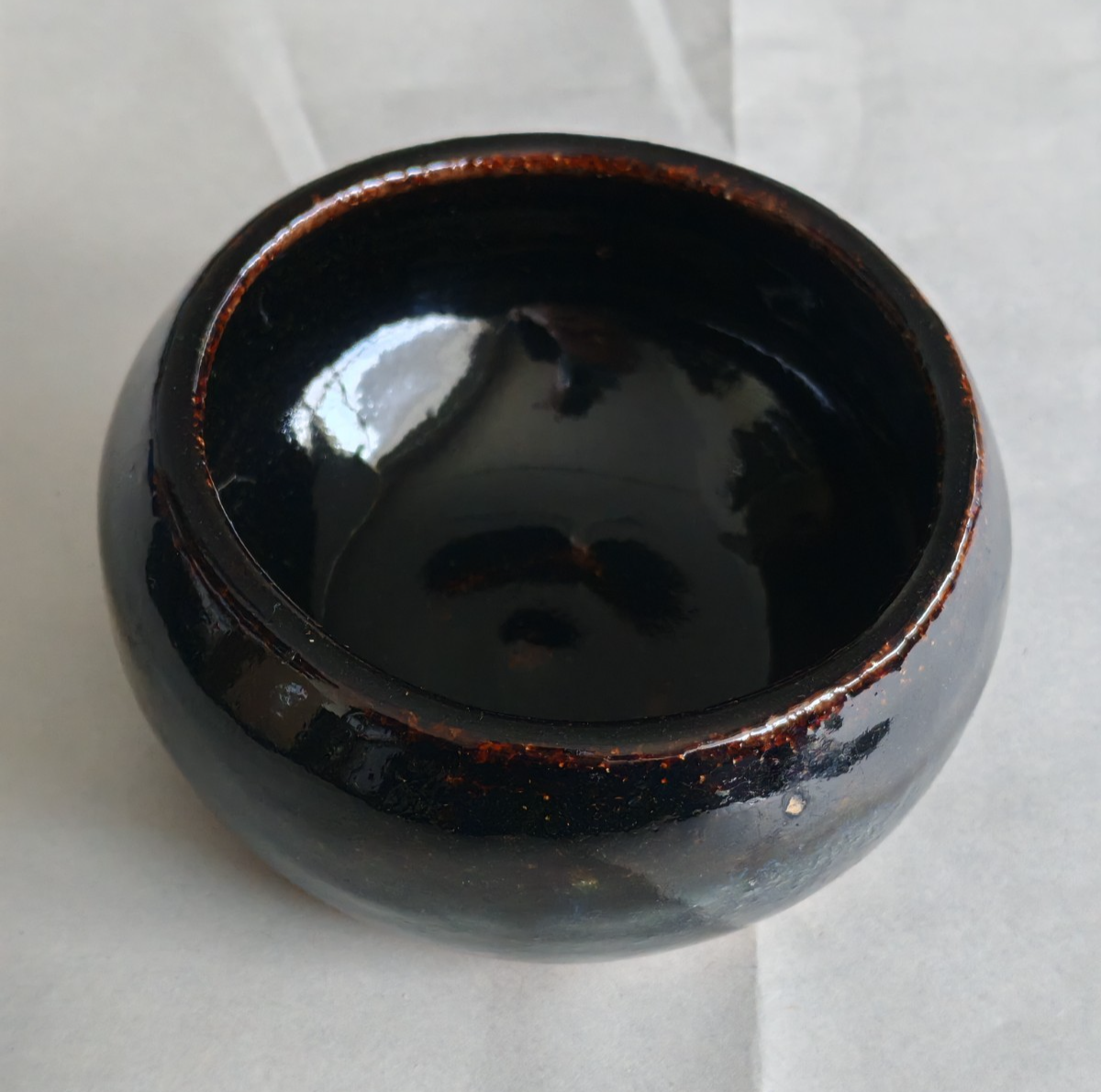 Vintage Studio Pottery Bowl. Tenmoku Glaze – Stoneware