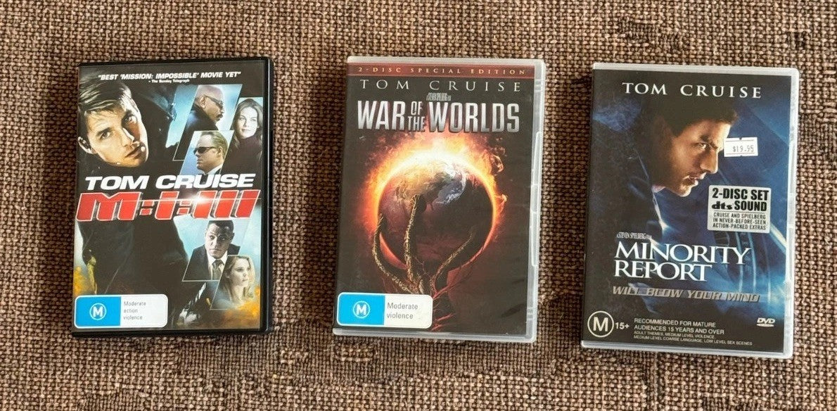 Tom Cruise DVD Bundle Action Sci-Fi Thriller Collection MI3 War of the Worlds