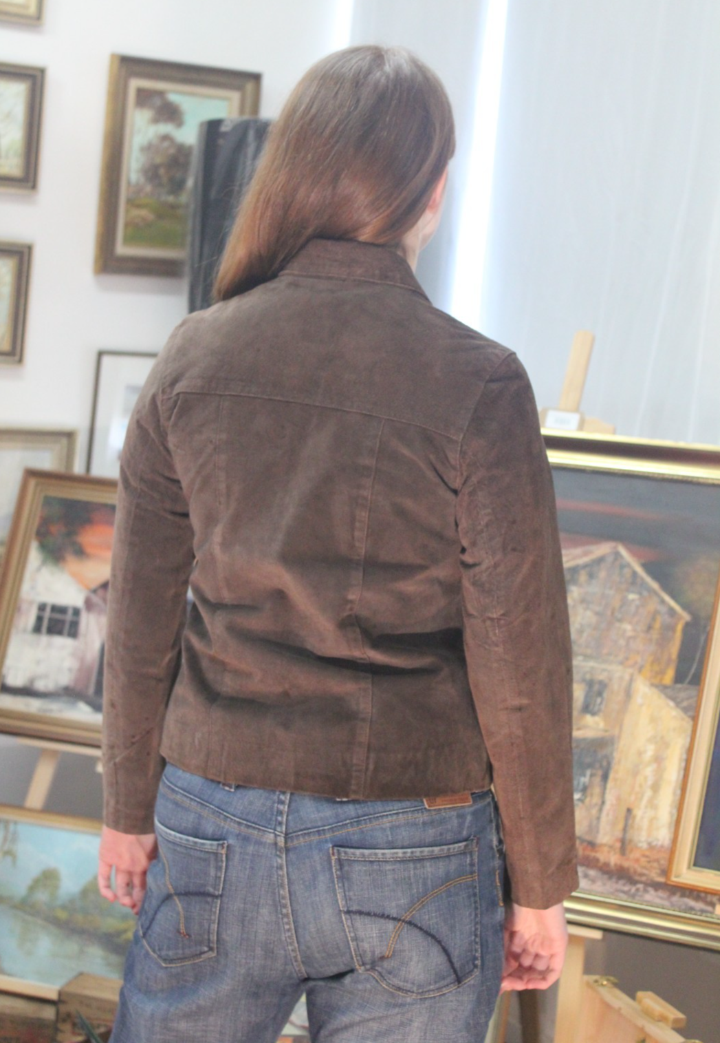 Anchor Blue Women's Brown Genuine Suede Leather Jacket – Size M