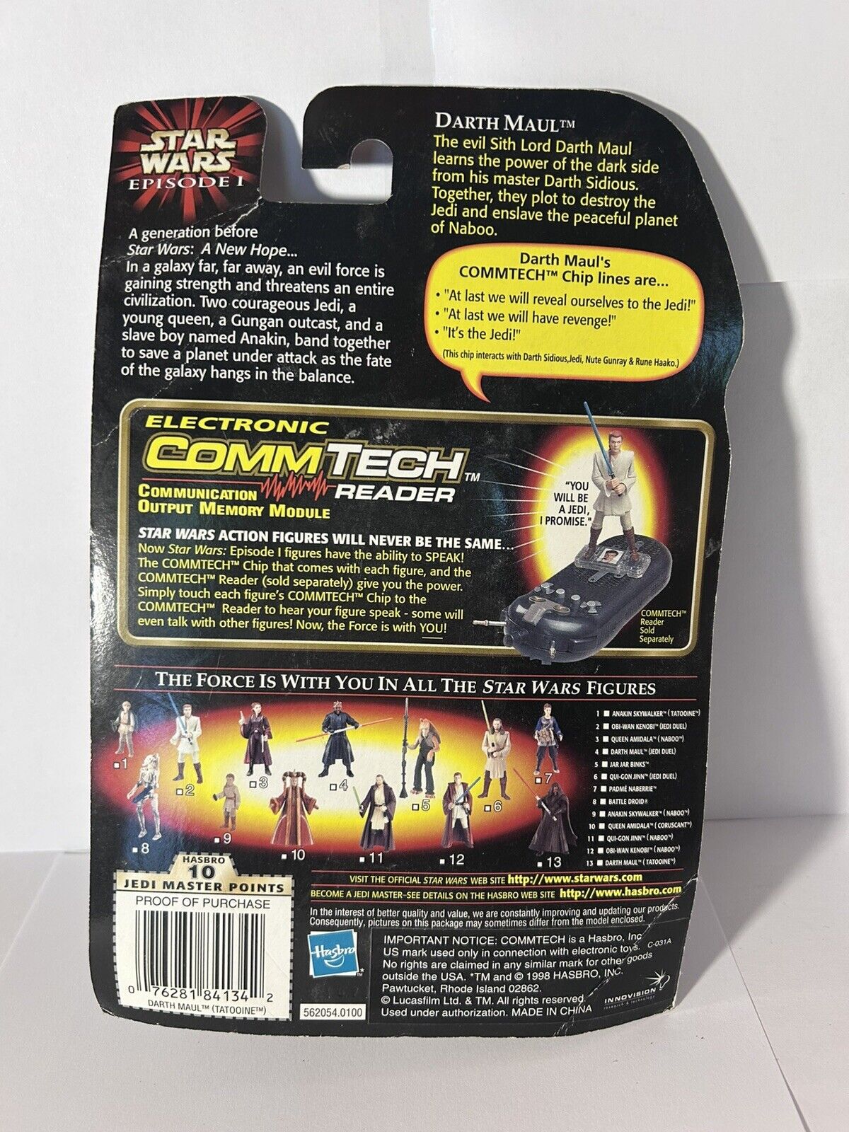 Darth Maul Star Wars Action Figure Episode 1 - in Box w/ CommTech Chip
