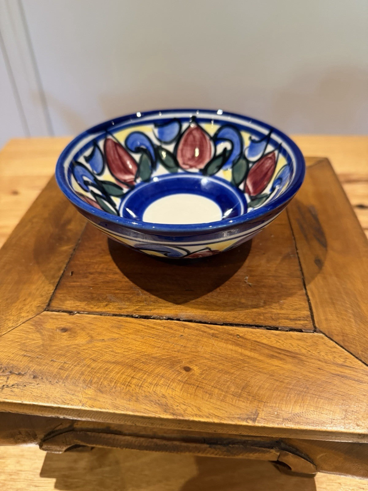 Vintage Studio Pottery Hand Painted Floral Bowl Signed 1996 14cm Ceramic