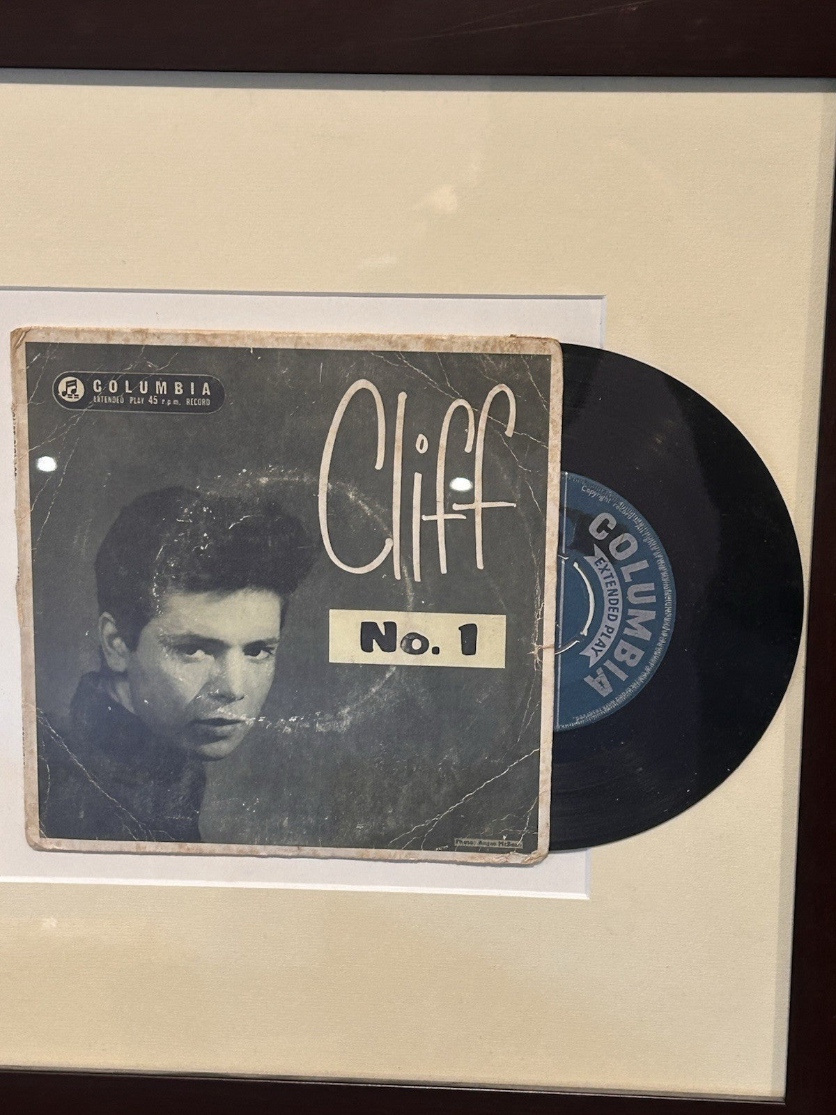 Cliff Richard No.1 Columbia EP 1959 Framed Vinyl Record Rock n Roll Display