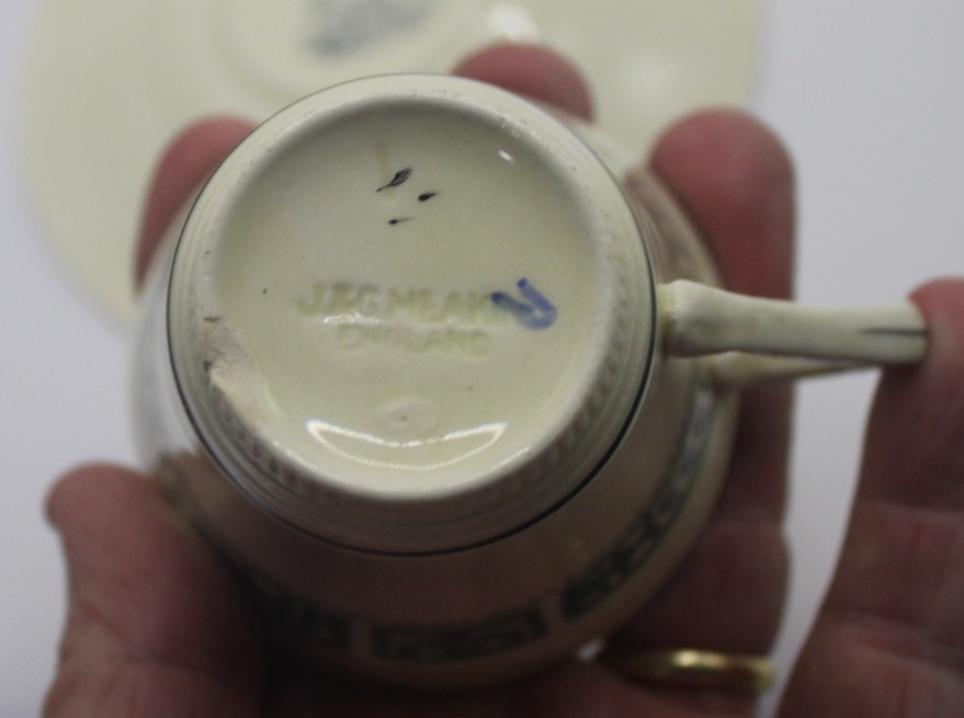 J & G Meakin Sunshine Cup & Saucer Pair c1930s English Art Deco Tea Ware