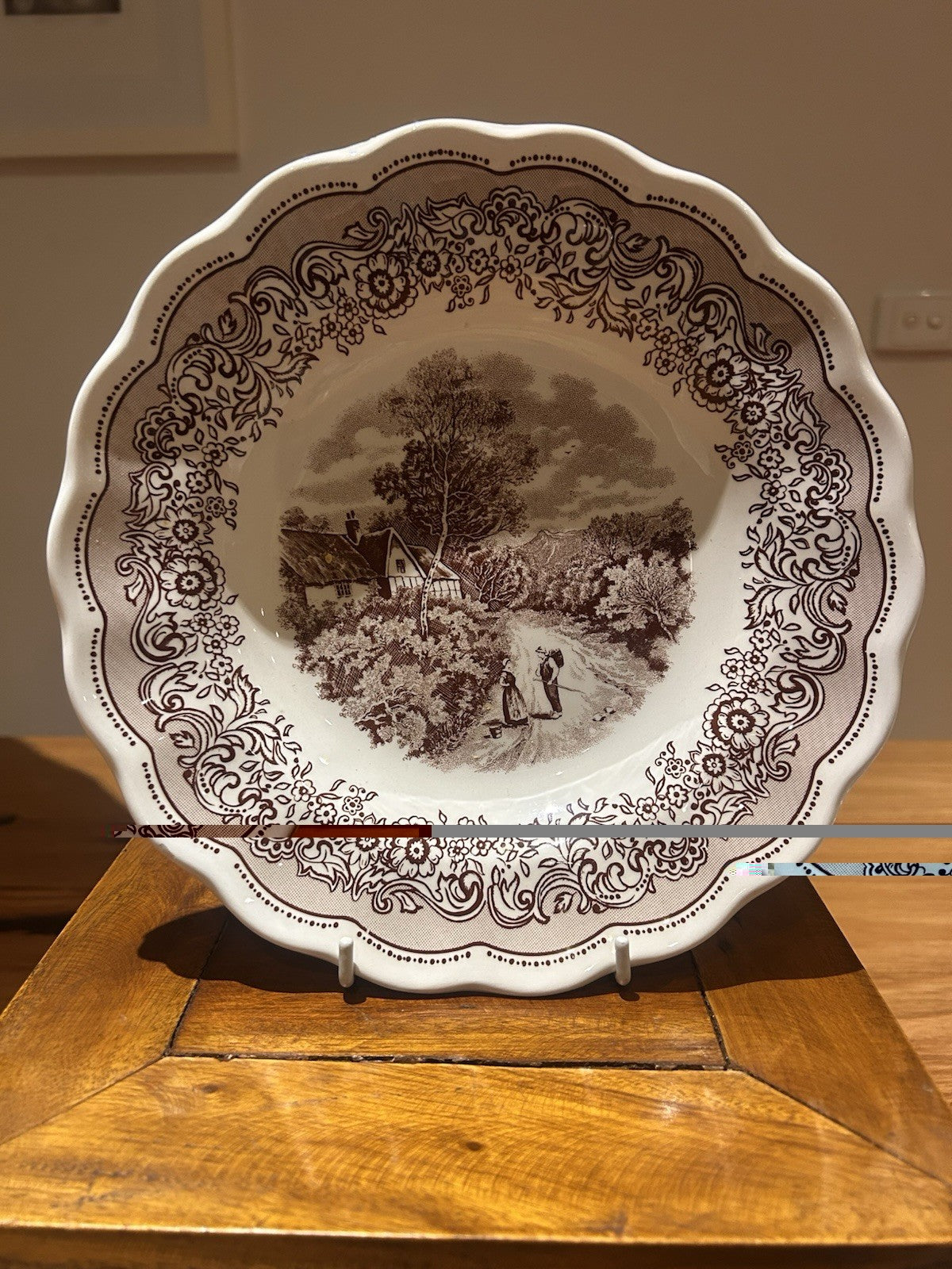 NF Italian Terraglia Forte English Landscape 23cm Bowl Brown Transferware