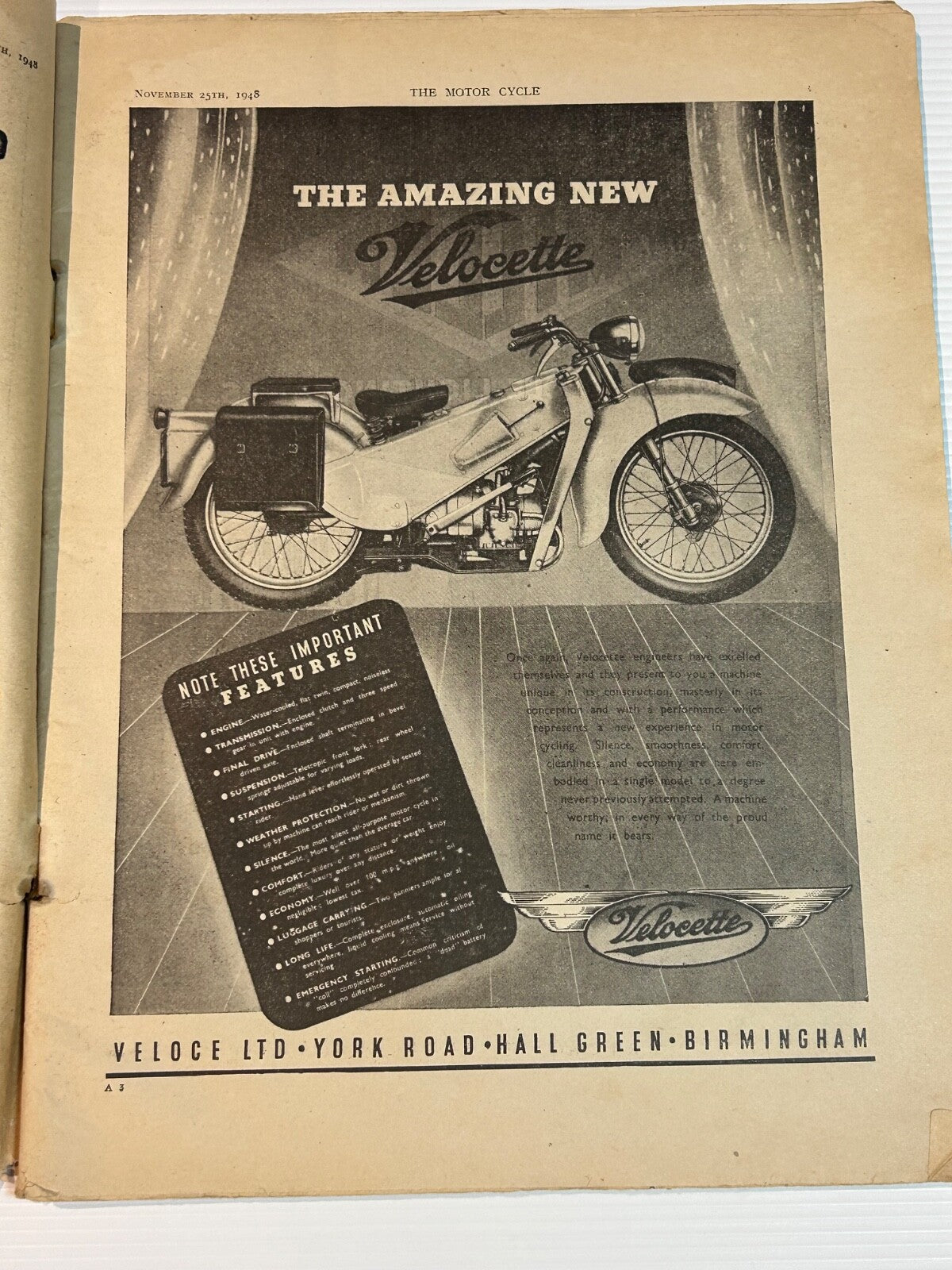 The Motor Cycle Magazine 1948 London Show Report BSA Norton Ariel ORIGINAL