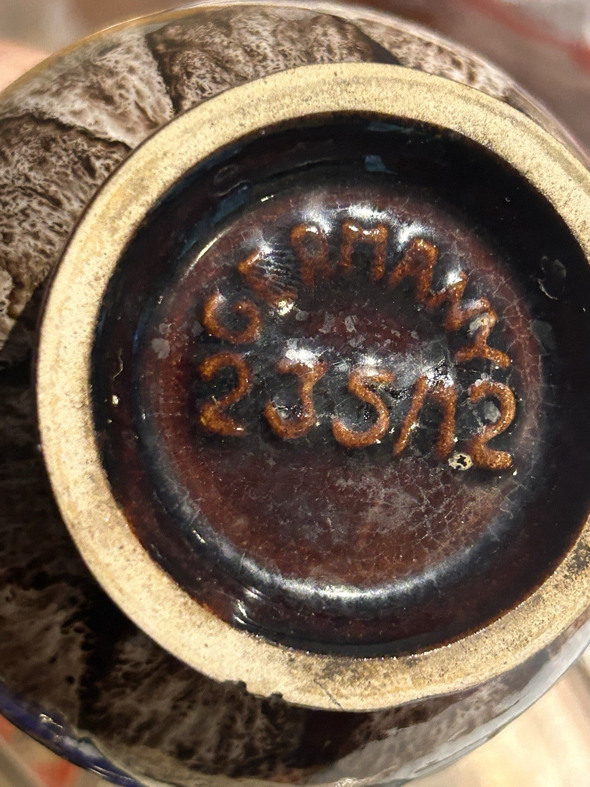 Vintage West German drip glaze vase 235/12  Fat lava  style of Scheurich/Bay