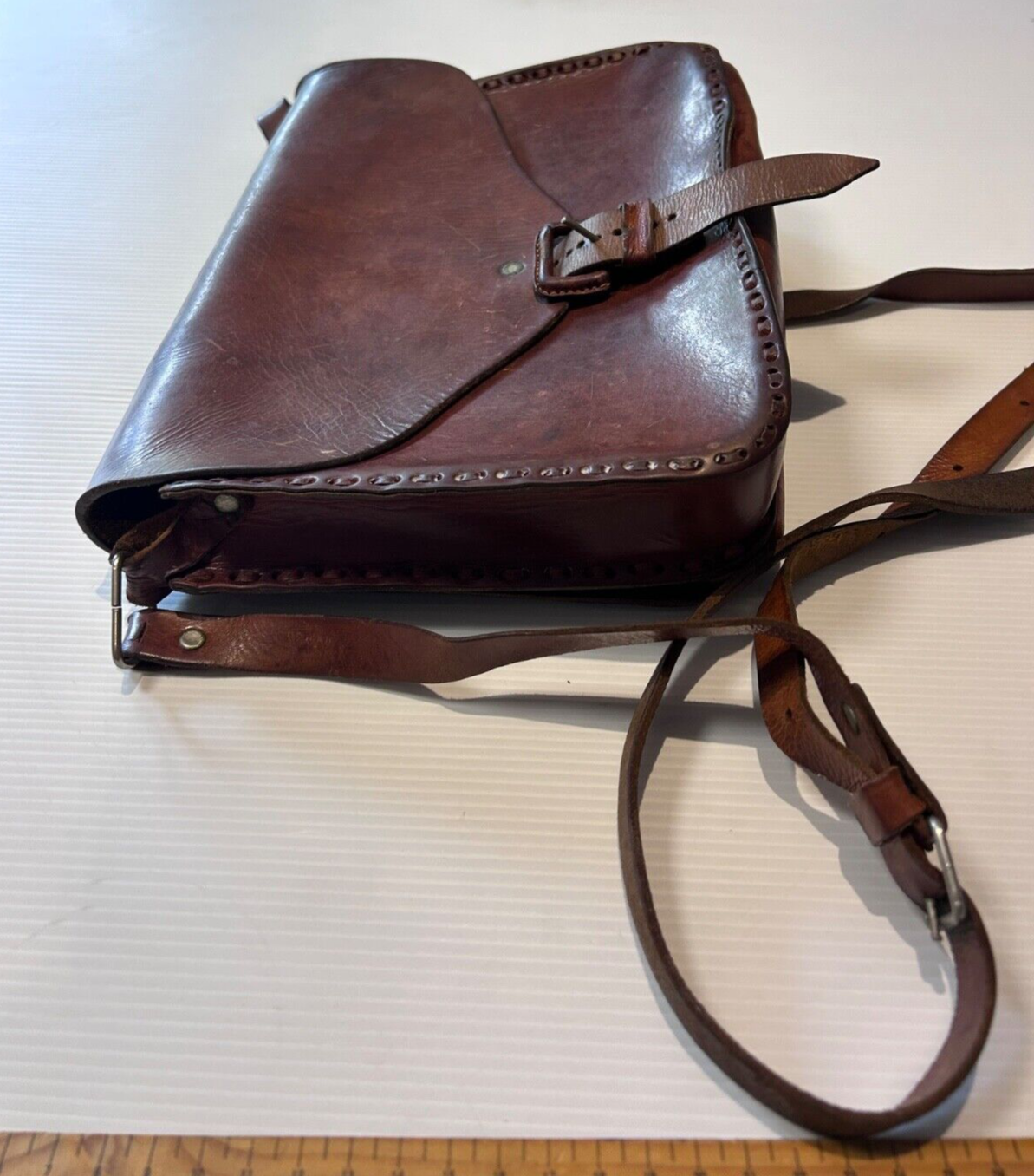 Vintage Handmade Leather Satchel – Rustic Brown Shoulder Bag