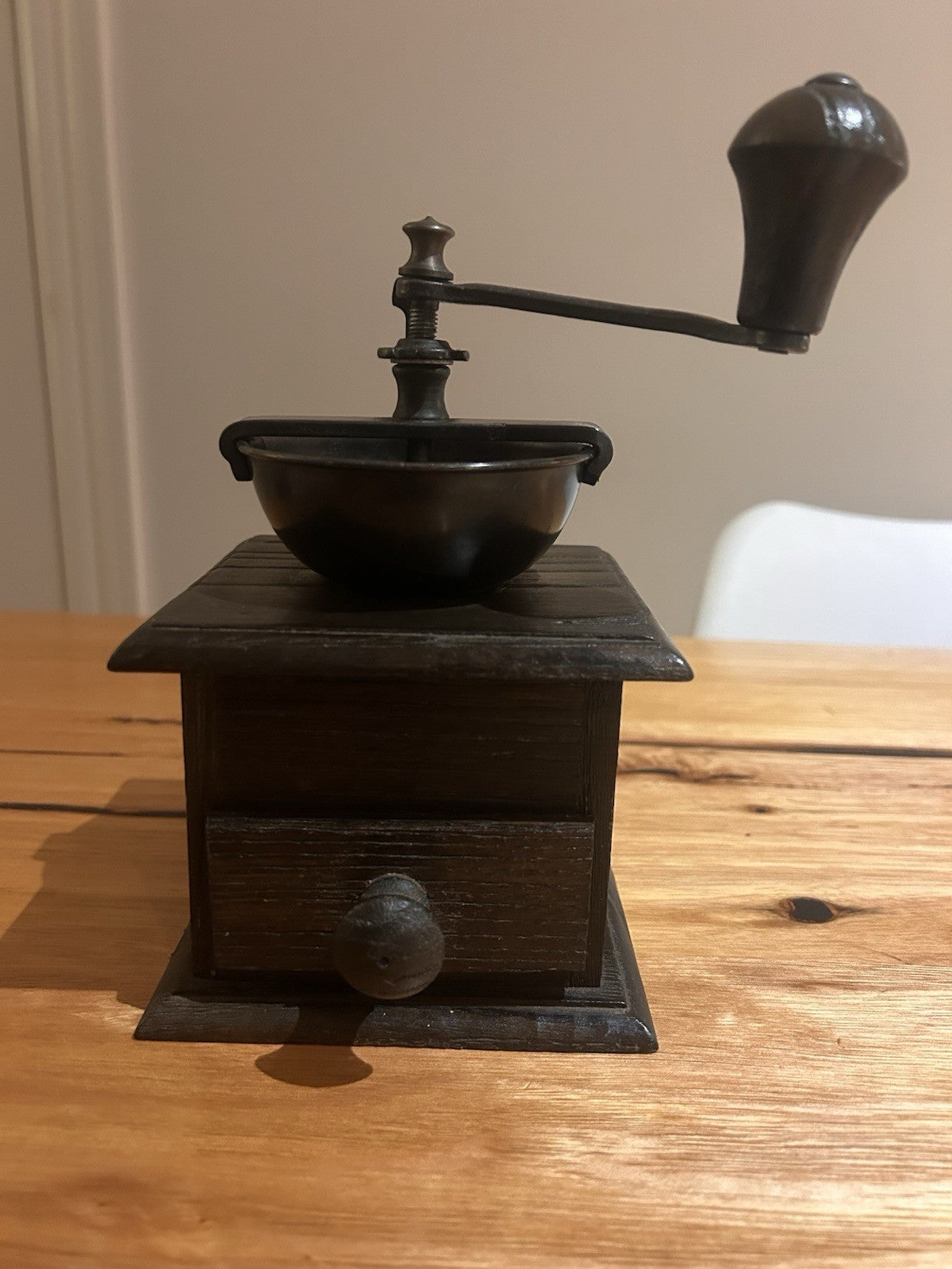 Tre Spade Vintage Coffee Grinder Made Italy Cast Iron Wooden Hand Mill 19cm